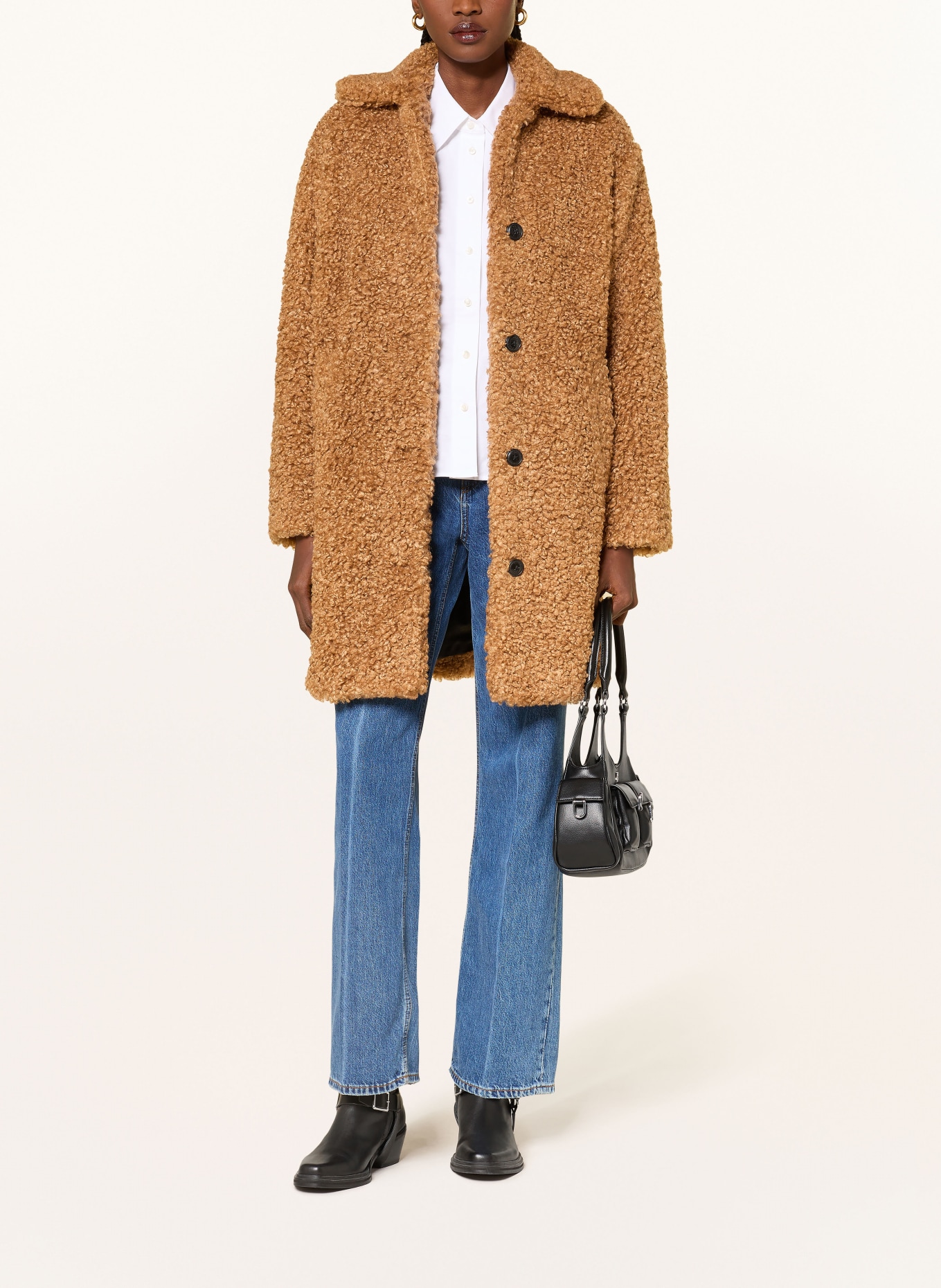 HUGO Teddyfell-Mantel MIMINA-1: COGNAC