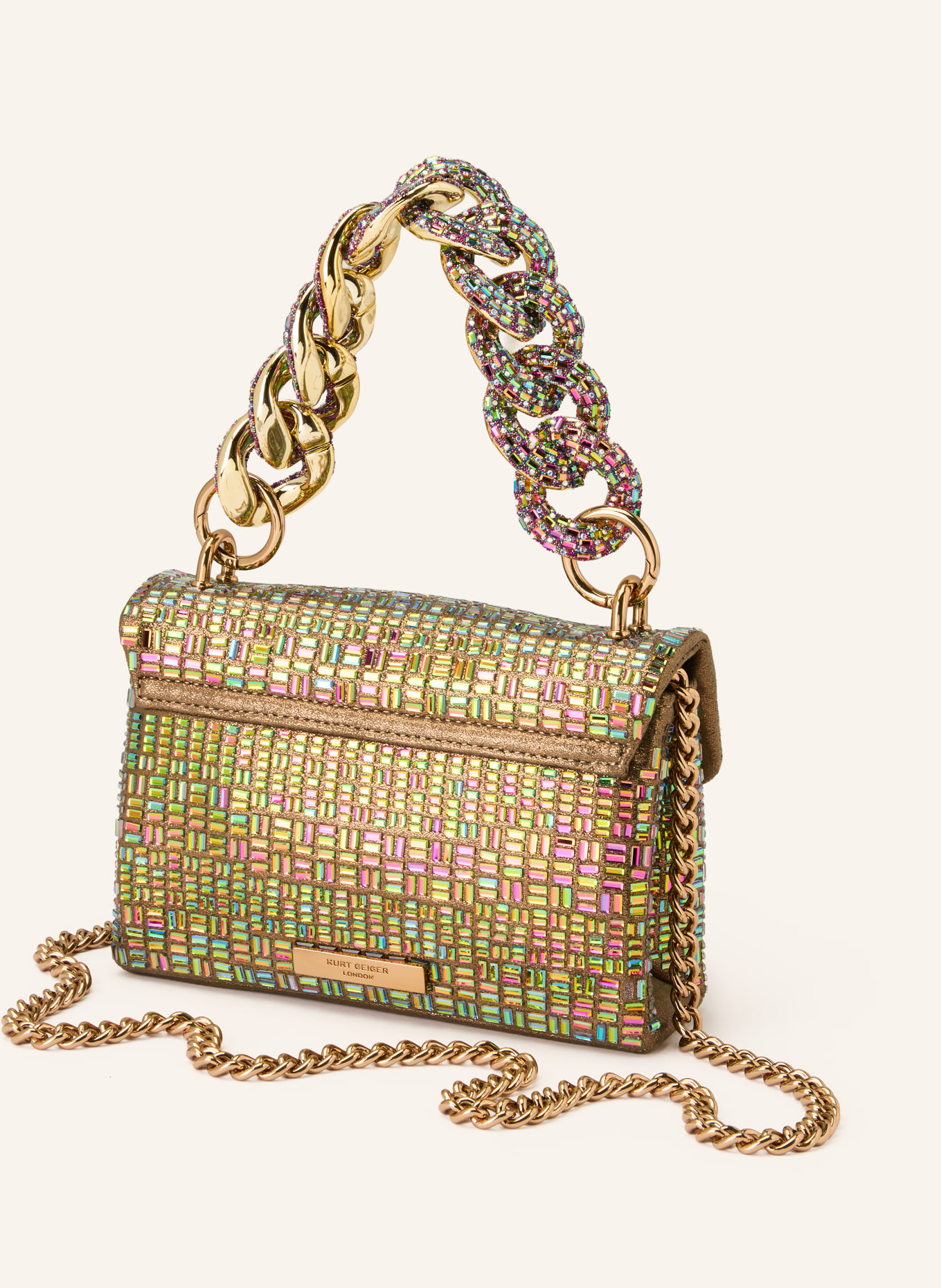 KURT GEIGER Taška přes rameno KENSINGTON MINI s ozdobnými kameny: ZLATÁ