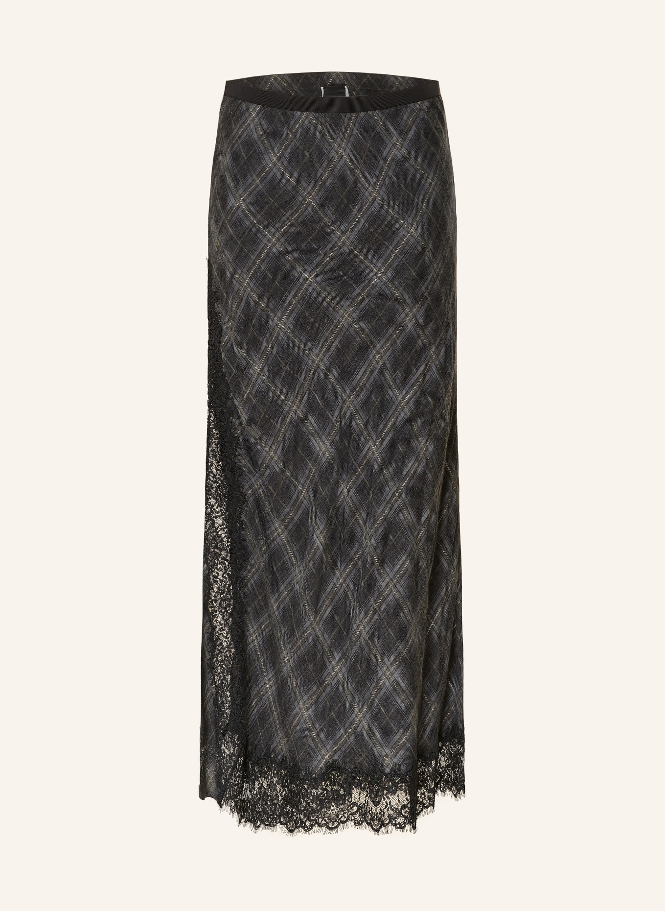 PINKO Rock mit Spitze und Glitzergarn: DUNKELGRAU / DUNKELGRÜN / SCHWARZ