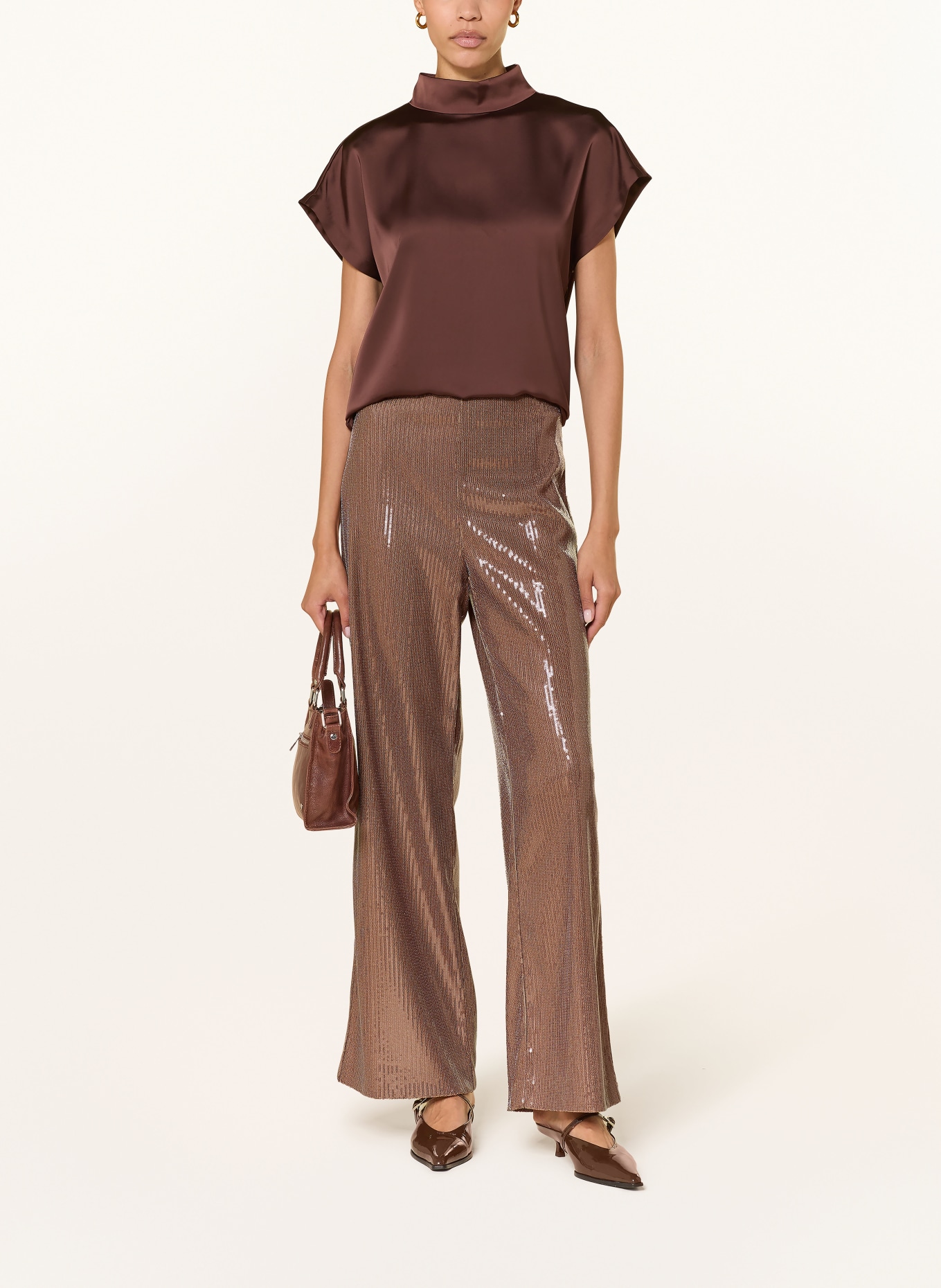 SEDUCTIVE Marlenehose MEGHAN mit Pailletten: BRAUN