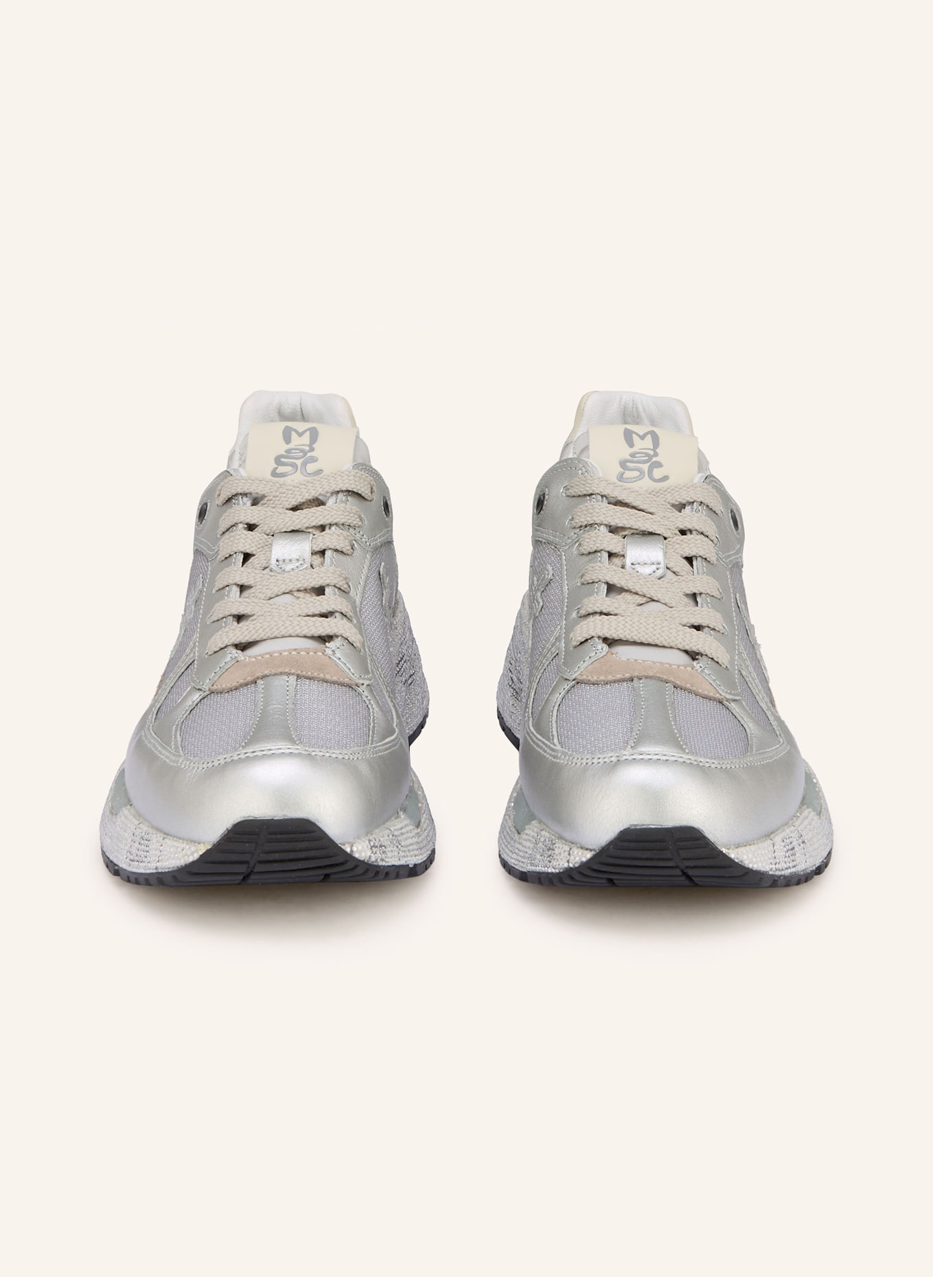 PREMIATA Sneaker MASED mit Schmucksteinen: SILBER / HELLGRAU