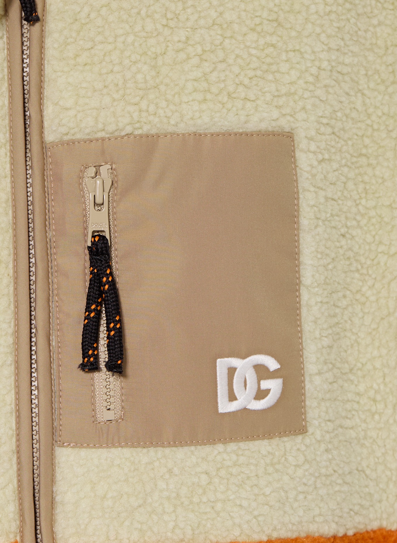 DOLCE & GABBANA Teddyfell-Jacke: BEIGE / BRAUN / ORANGE