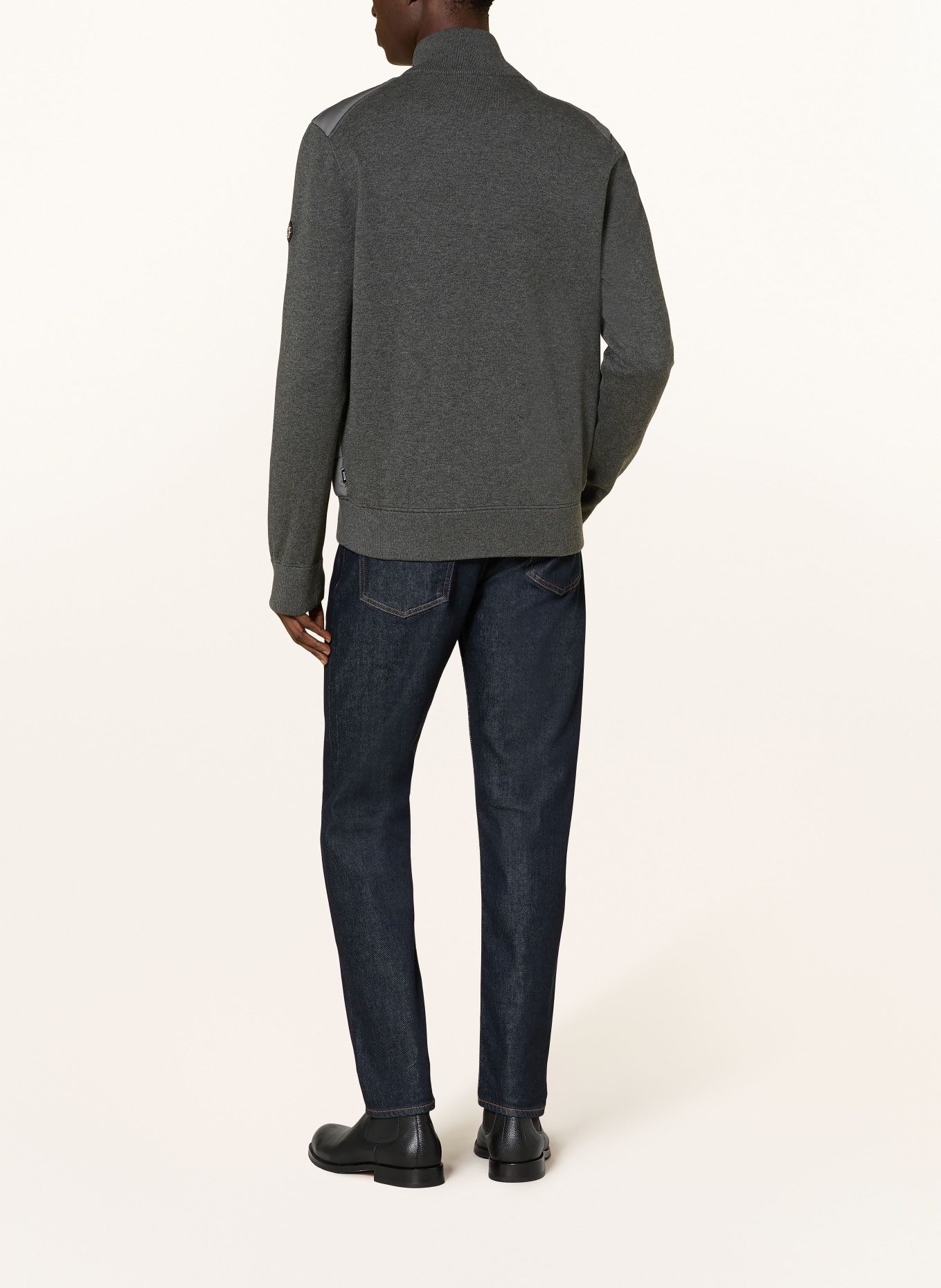 BOSS Steppjacke H-HERNESTO im Materialmix: GRAU