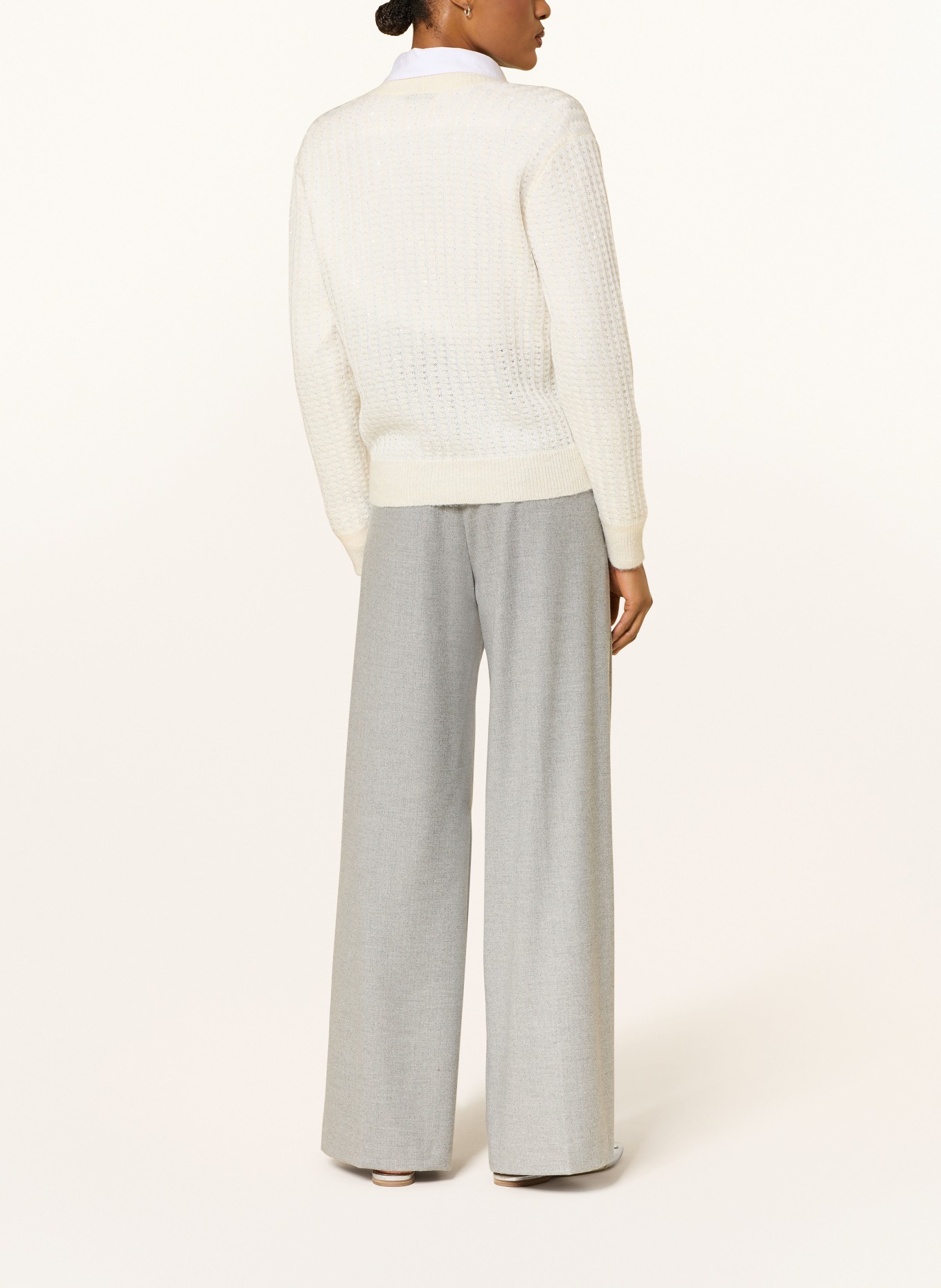 PESERICO Strickjacke mit Alpaka und Pailletten: CREME