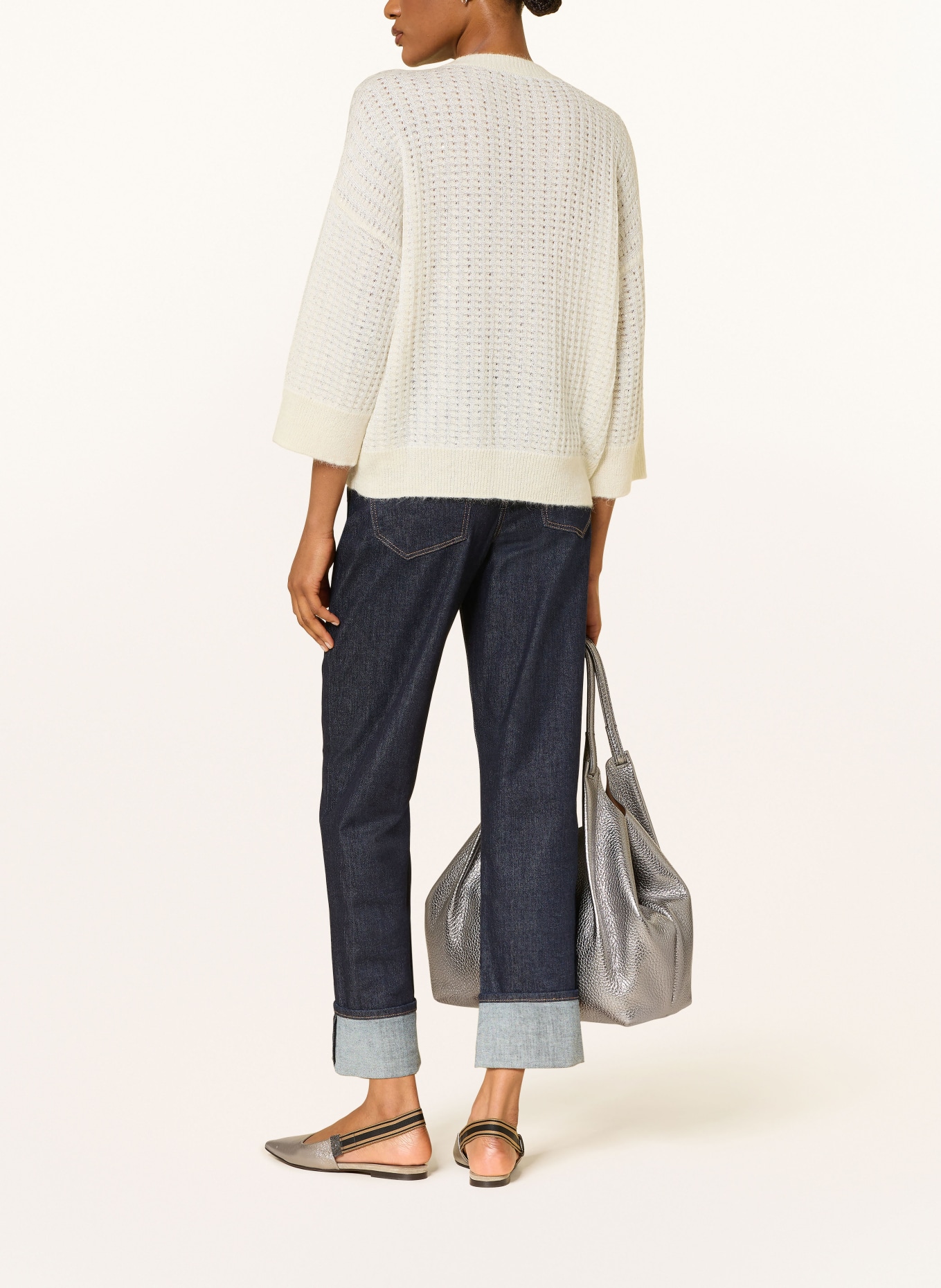 PESERICO Pullover mit 3/4-Arm und Pailletten: CREME