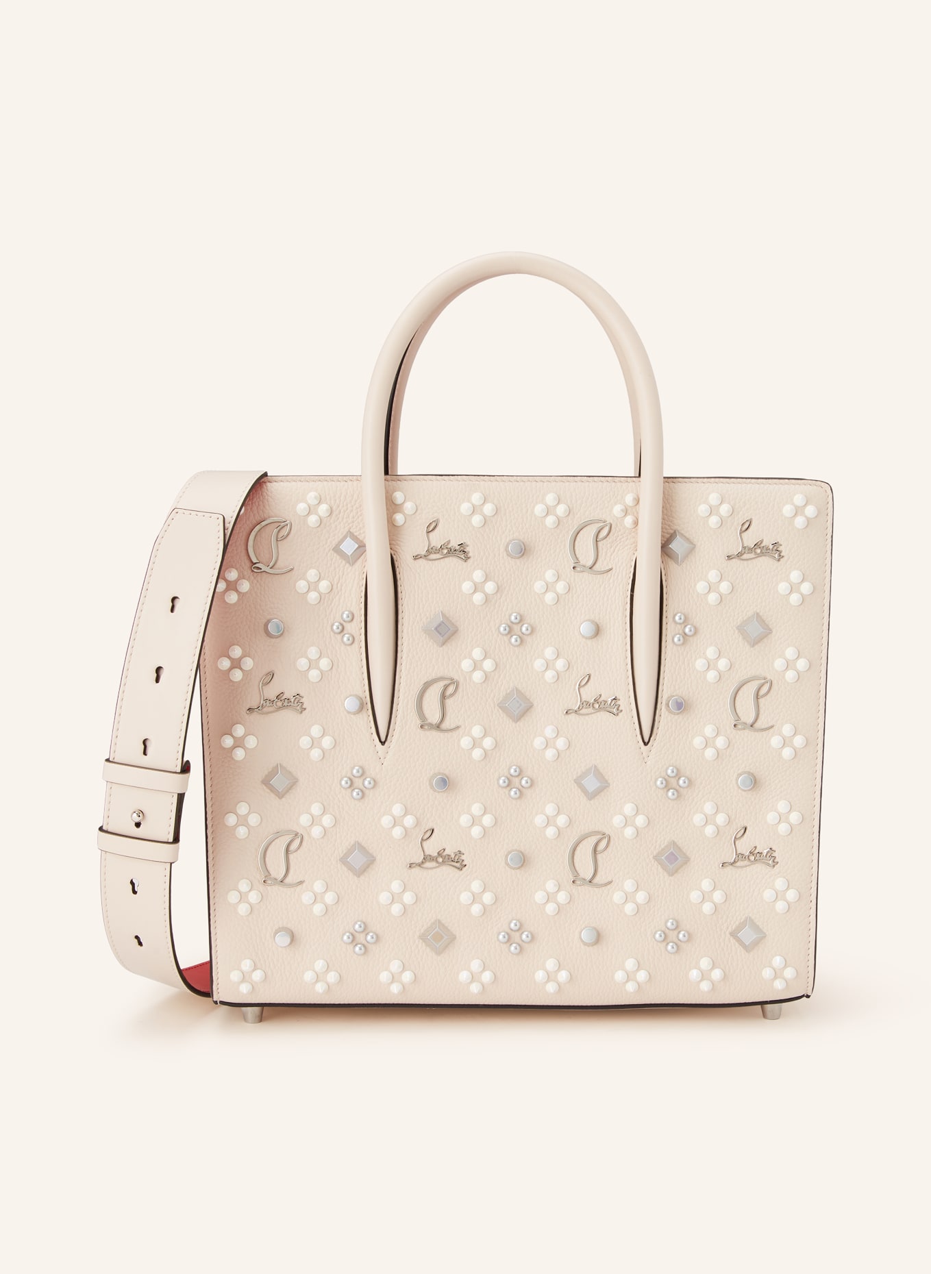 Christian Louboutin Sac à main PALOMA MEDIUM avec rivets: ÉCRU