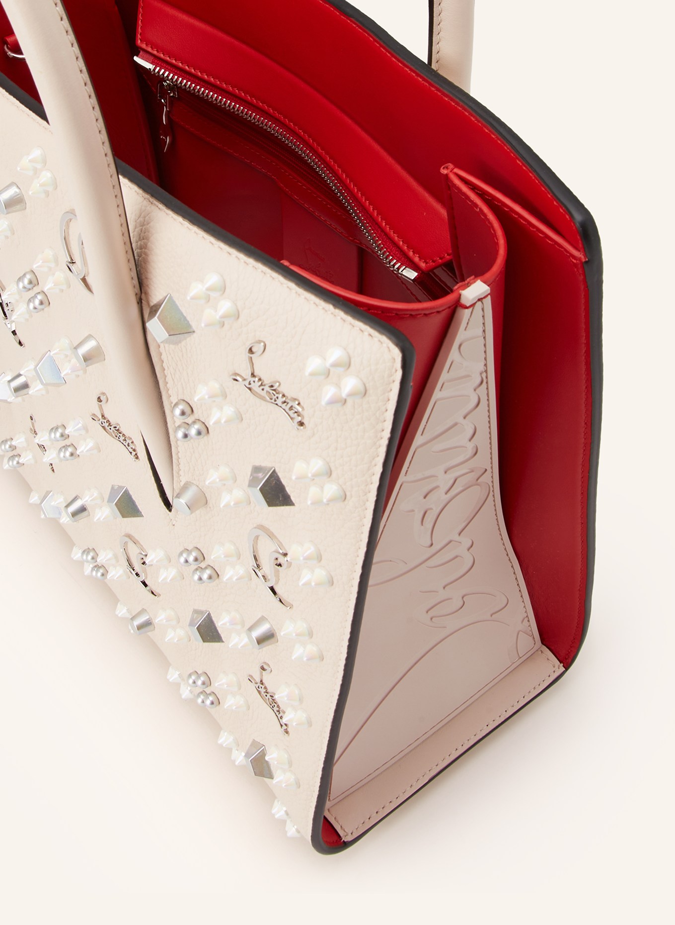 Christian Louboutin Sac à main PALOMA MEDIUM avec rivets: ÉCRU