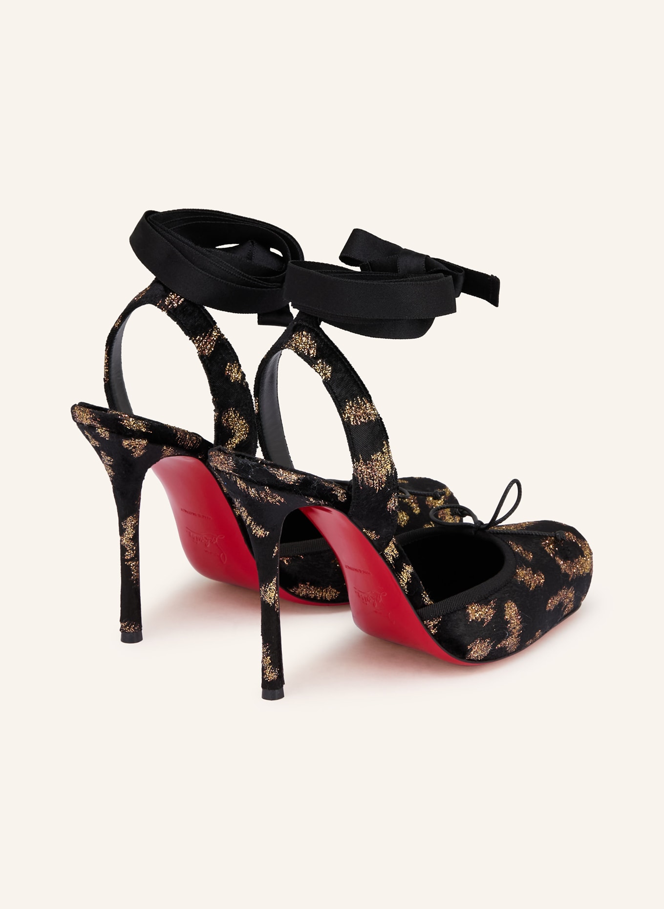 Christian Louboutin Lodičky CASSIA LACE UP 100: ČERNÁ / ZLATÁ