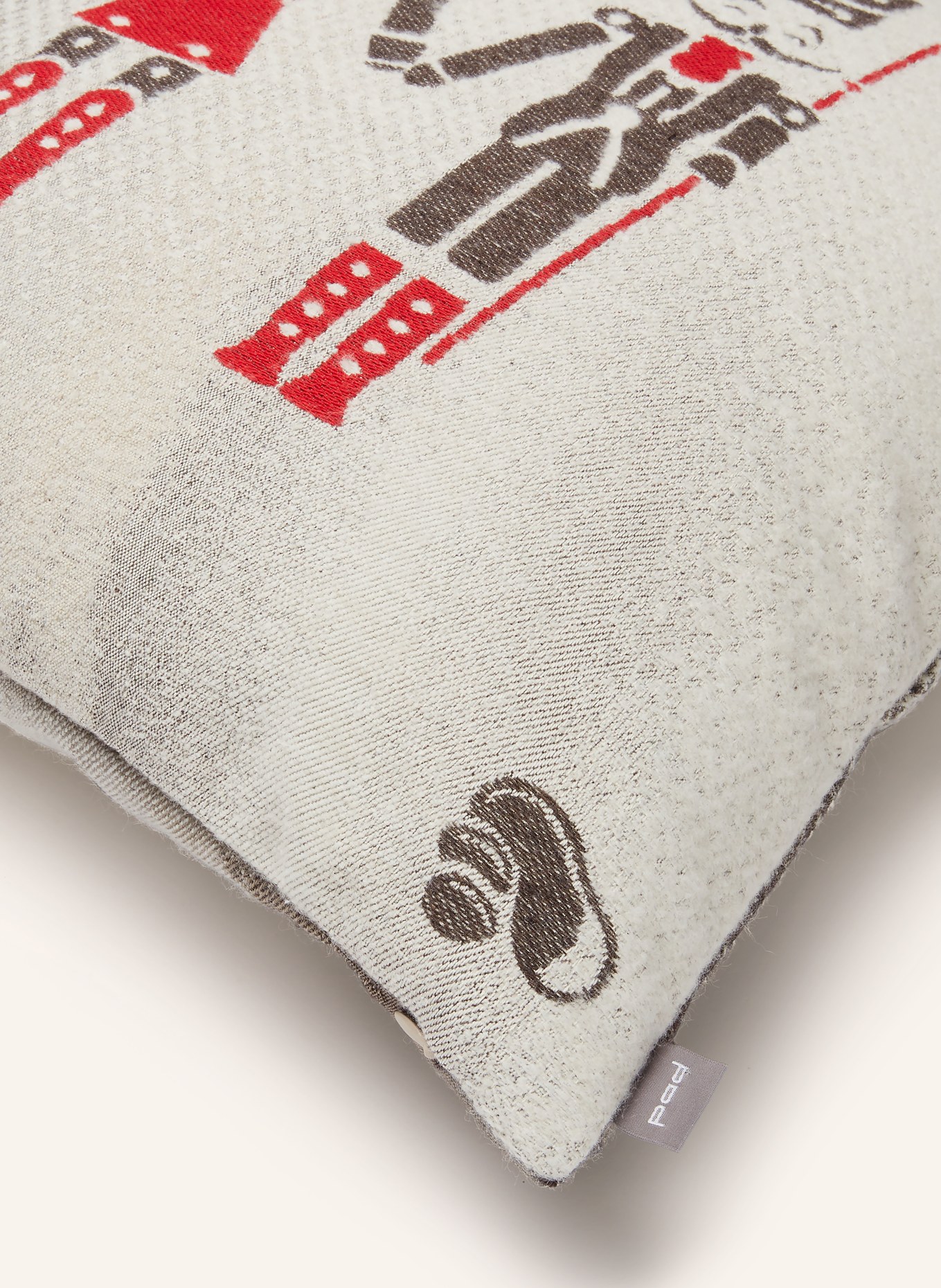 PAD Dekokissenhülle: CREME / DUNKELGRAU / ROT