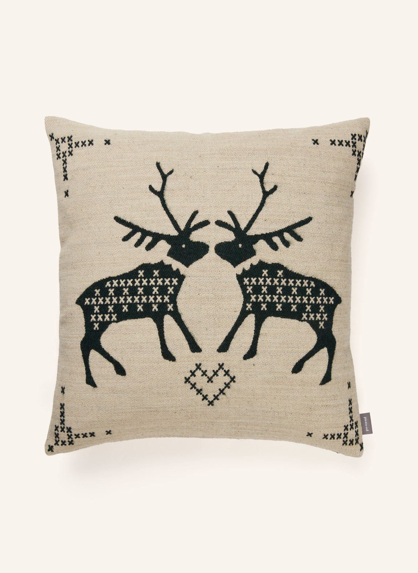 PAD Dekokissenhülle: BEIGE / DUNKELGRÜN