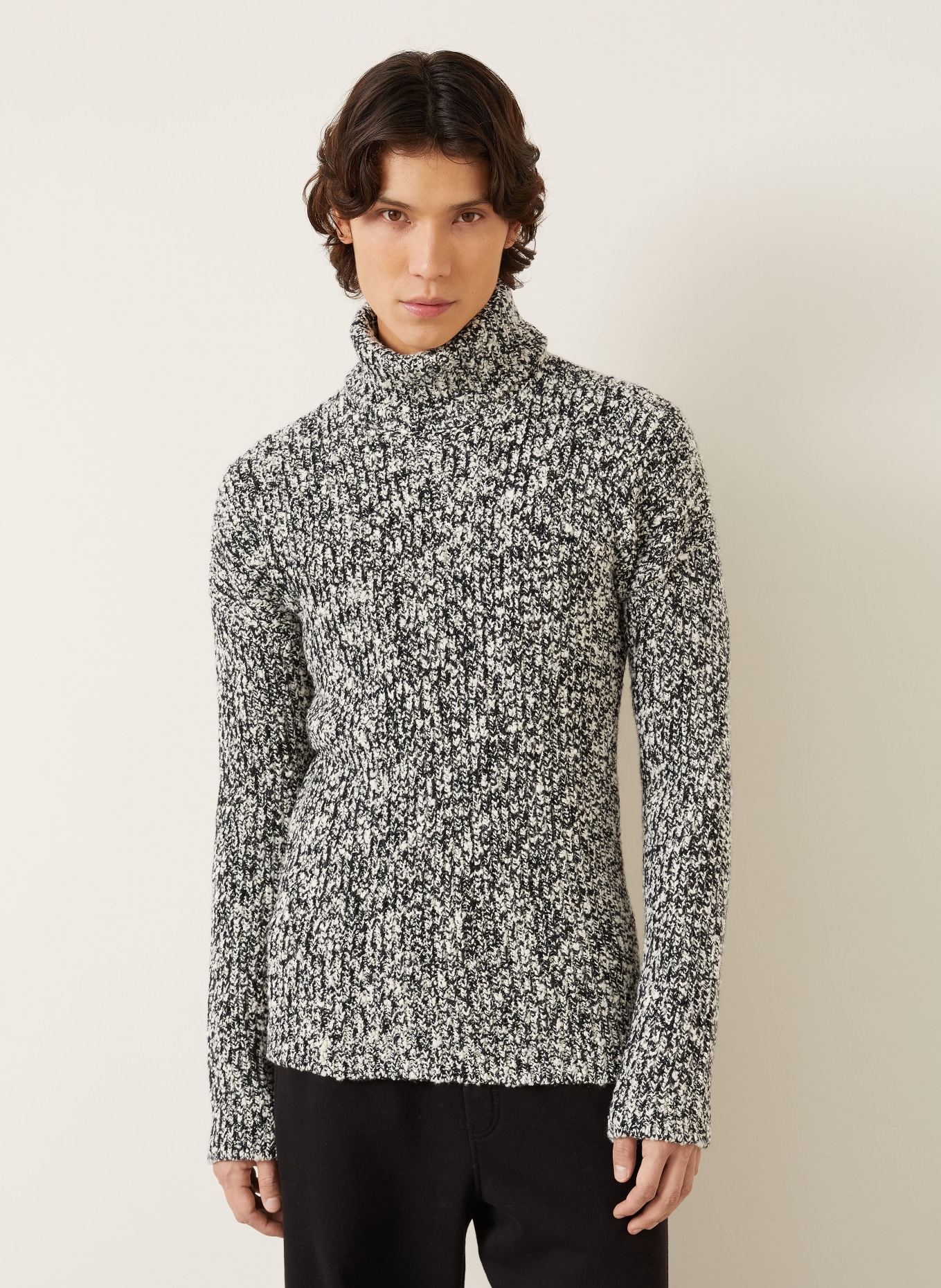 DOLCE & GABBANA Rollkragenpullover: SCHWARZ / WEISS