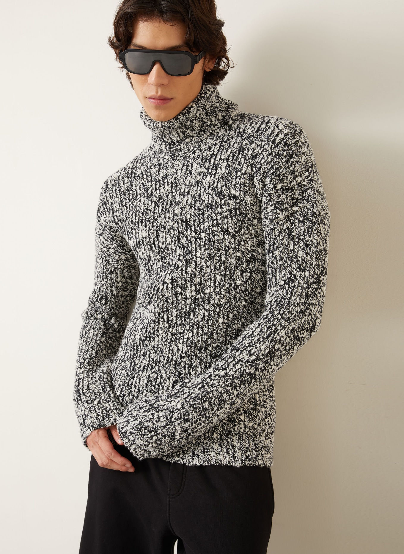 DOLCE & GABBANA Rollkragenpullover: SCHWARZ / WEISS