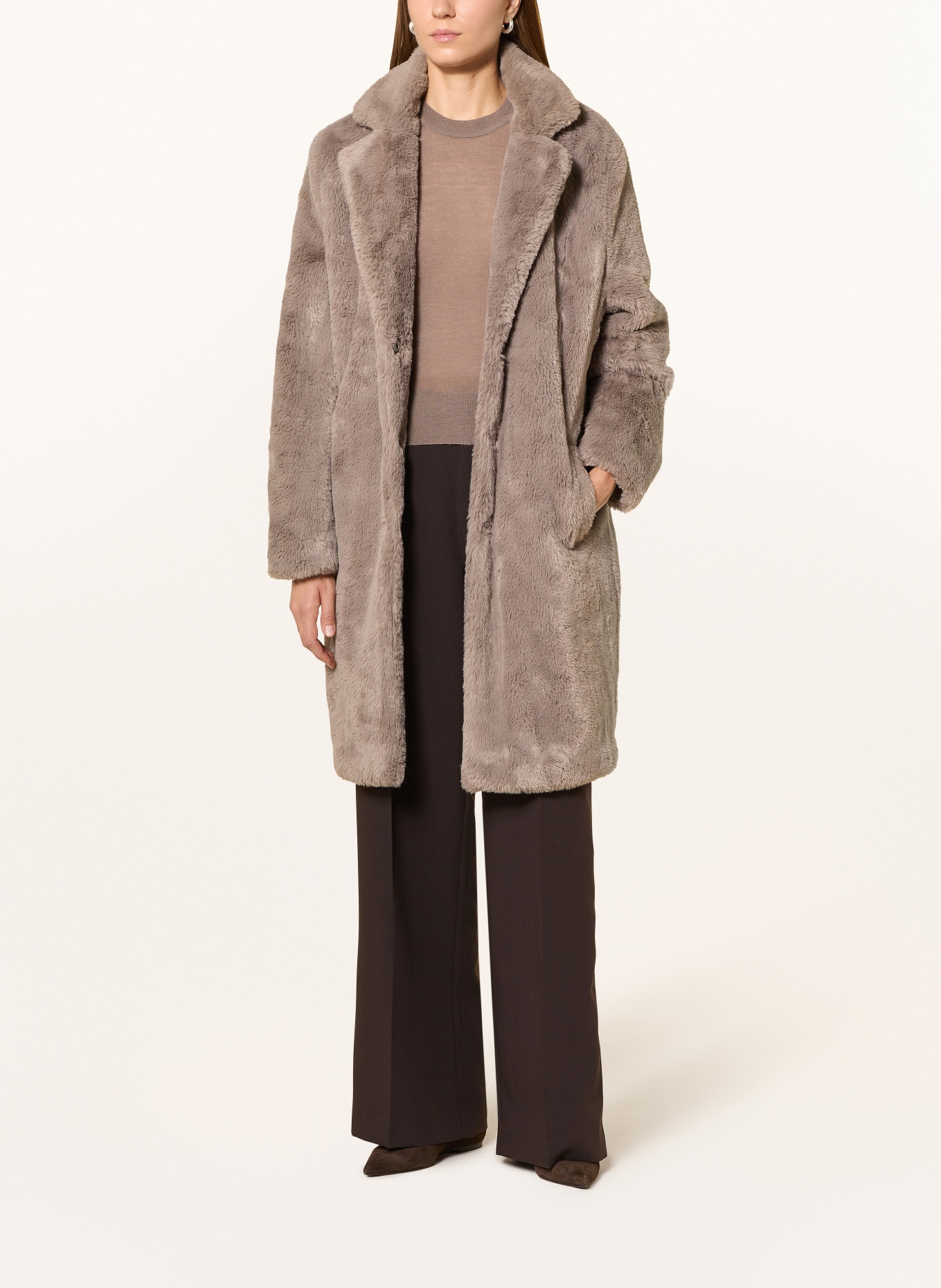 CARTOON Kunstfell-Mantel: TAUPE