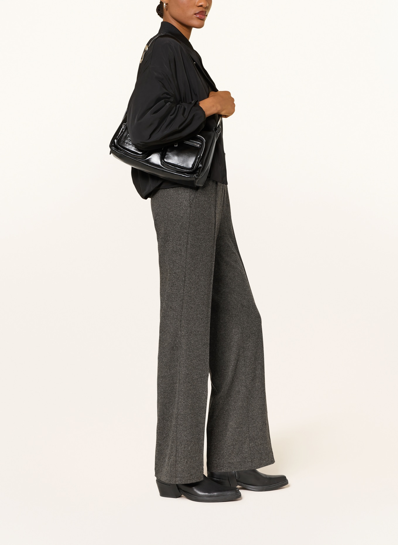 CAMBIO Marlenehose AVA aus Jersey: DUNKELGRAU