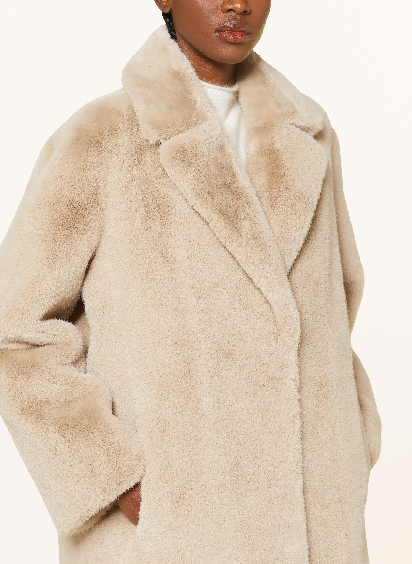 STAND STUDIO Kunstfell-Mantel MIRA: BEIGE