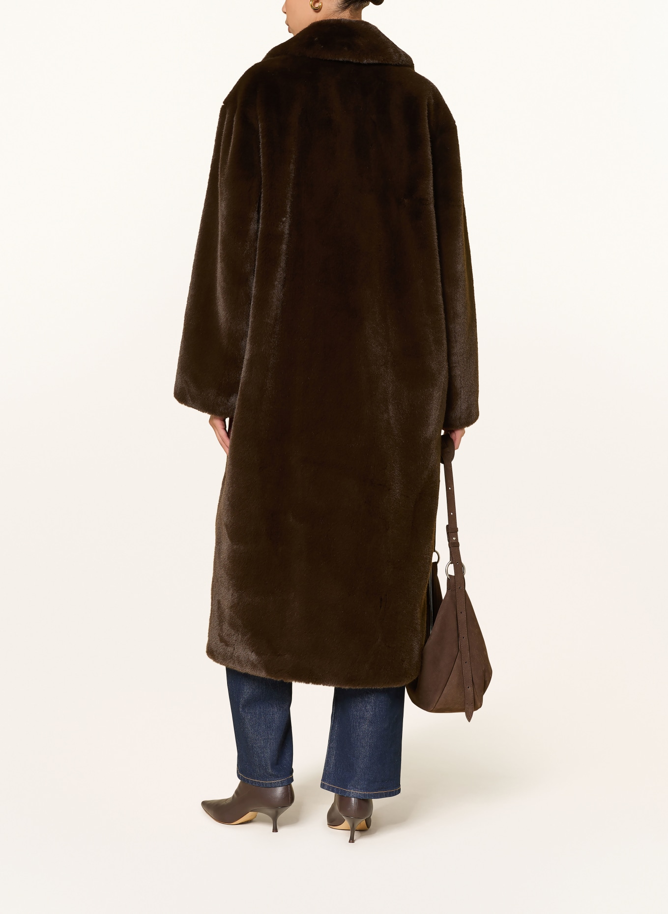 STAND STUDIO Kunstfell-Mantel MIRA: DUNKELBRAUN