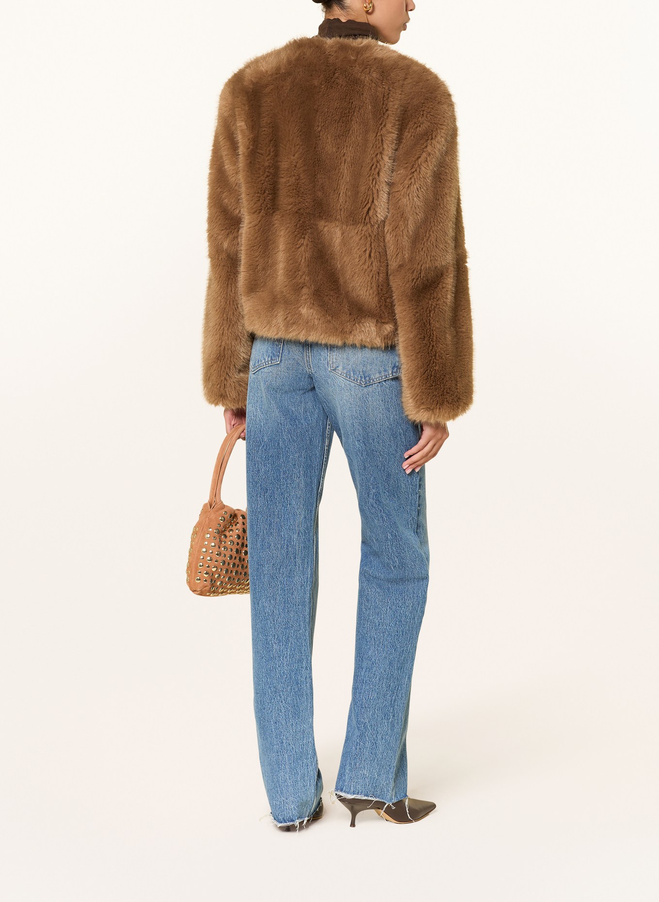 STAND STUDIO Kunstfell-Jacke HALLE: BRAUN