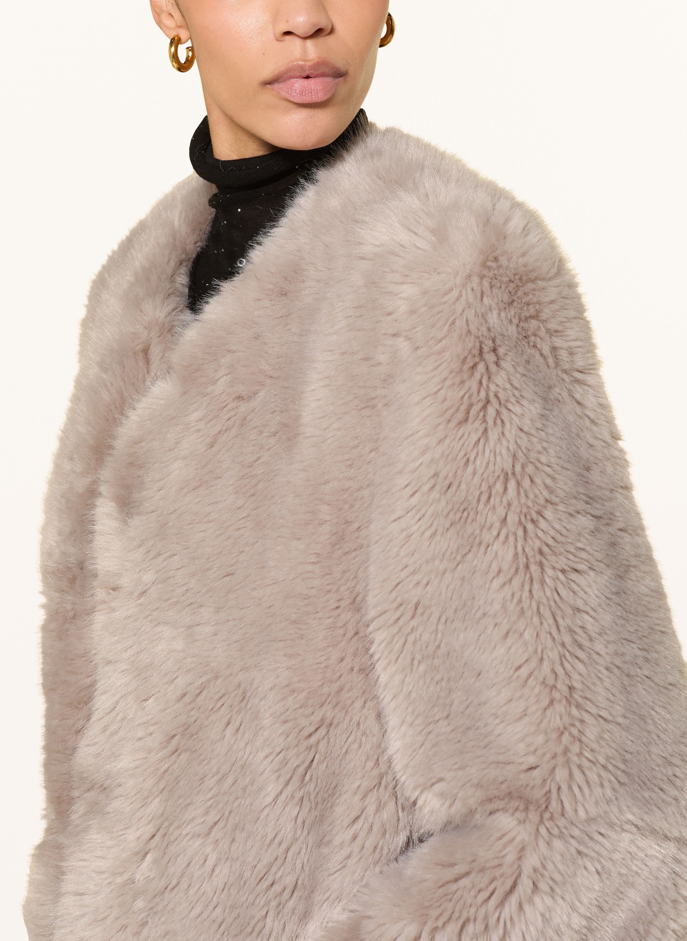 STAND STUDIO Kunstfell-Mantel HILMA: HELLGRAU