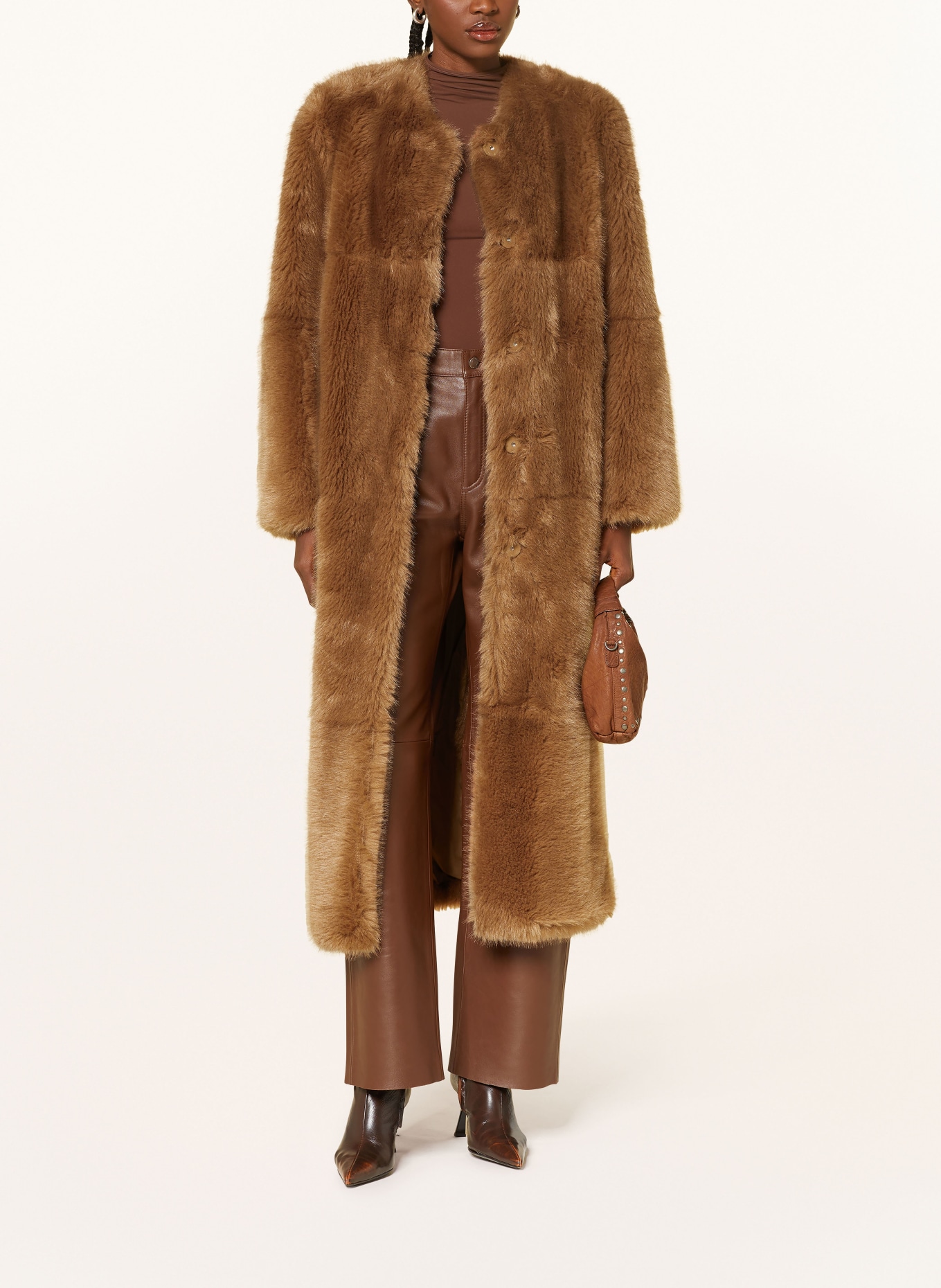 STAND STUDIO Kunstfell-Mantel HILMA: CAMEL