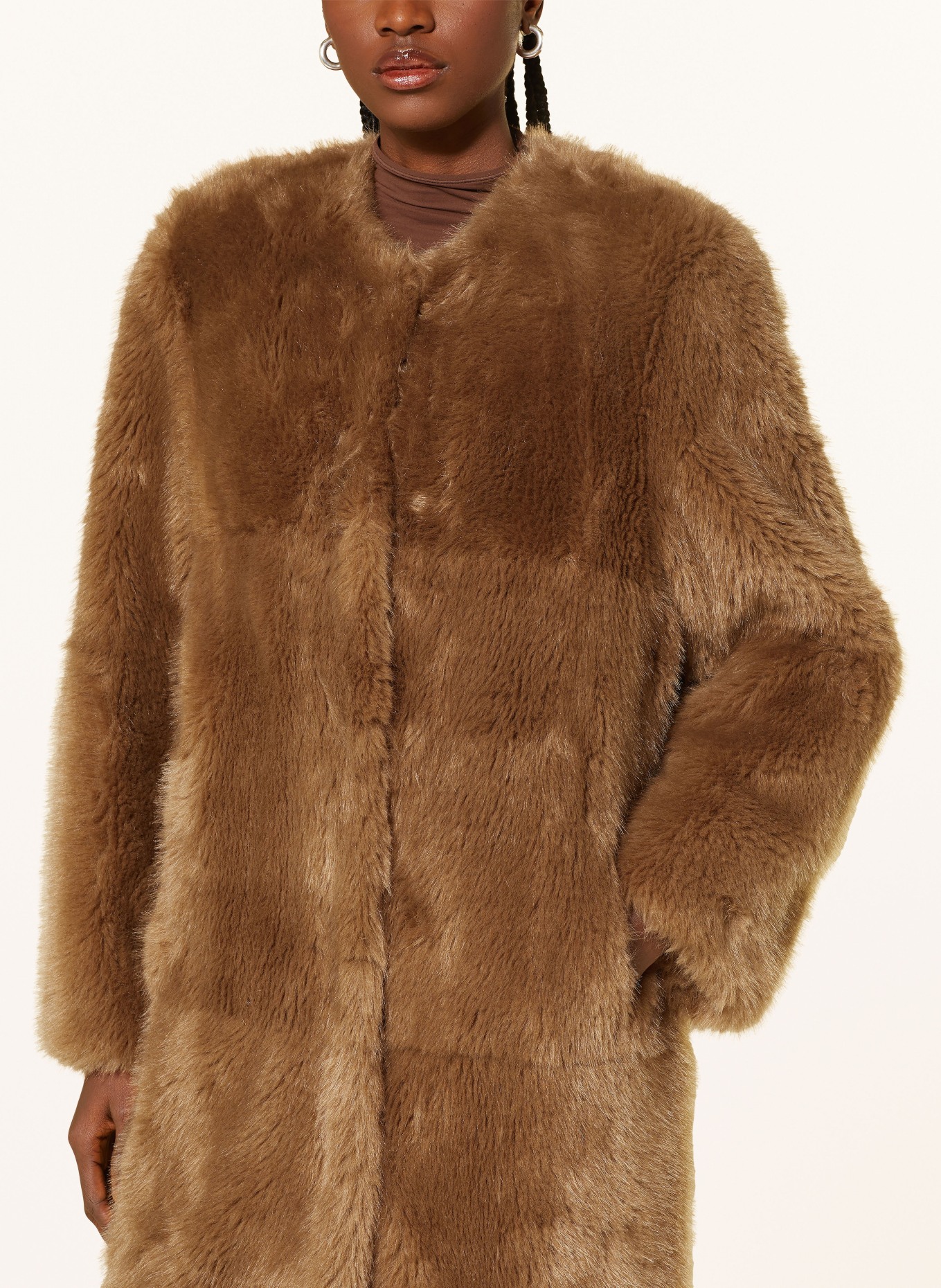 STAND STUDIO Kunstfell-Mantel HILMA: CAMEL