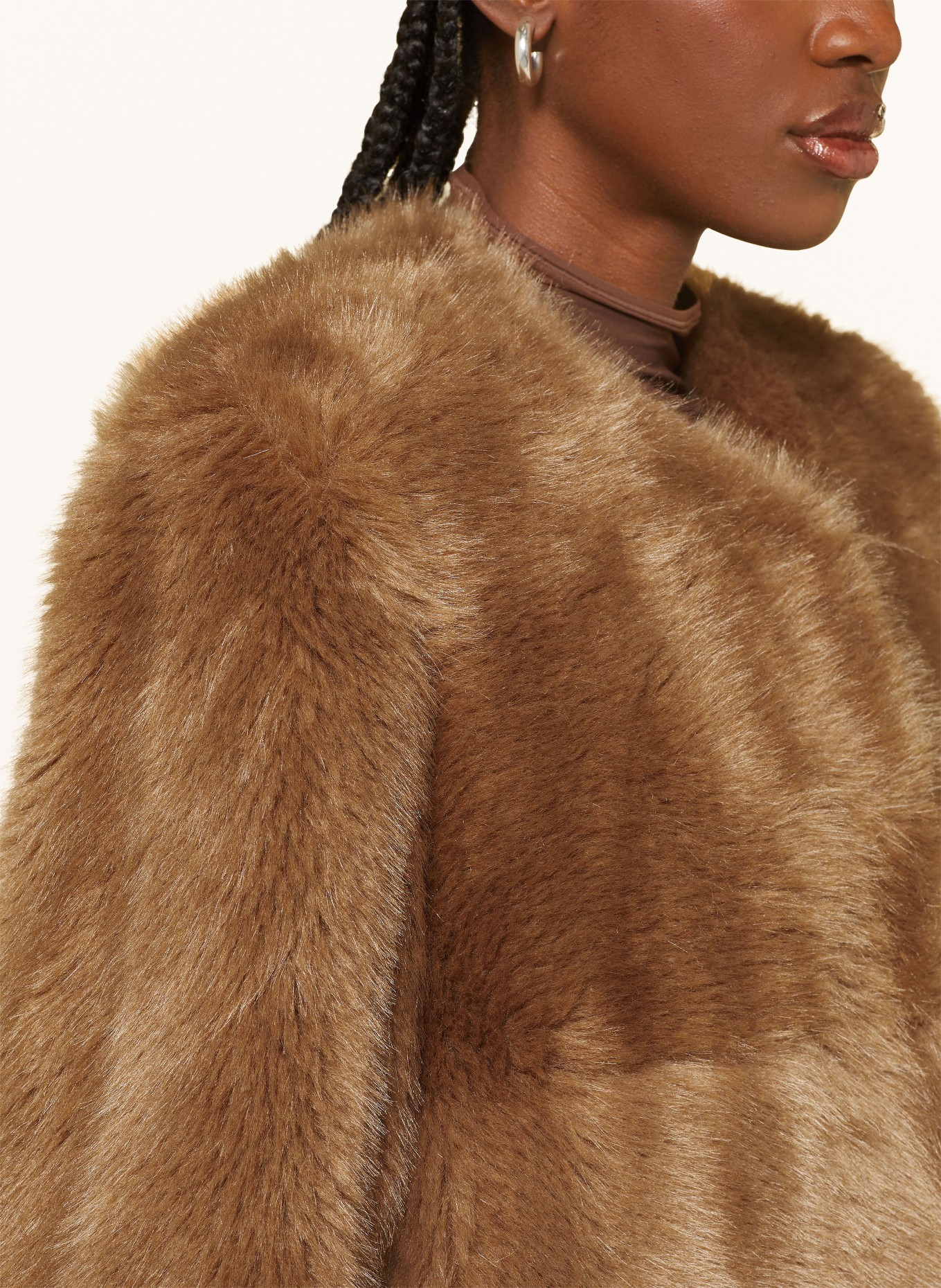 STAND STUDIO Kunstfell-Mantel HILMA: CAMEL