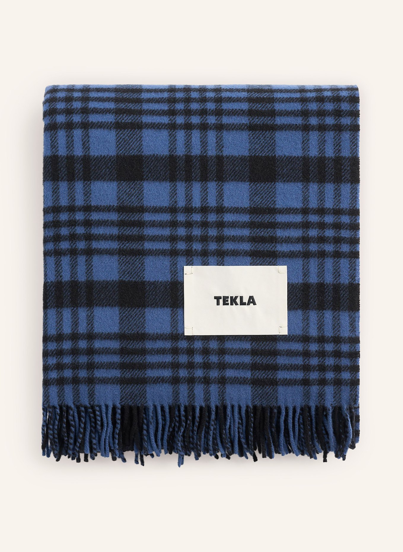 TEKLA Plaid: MODRÁ / ČERNÁ