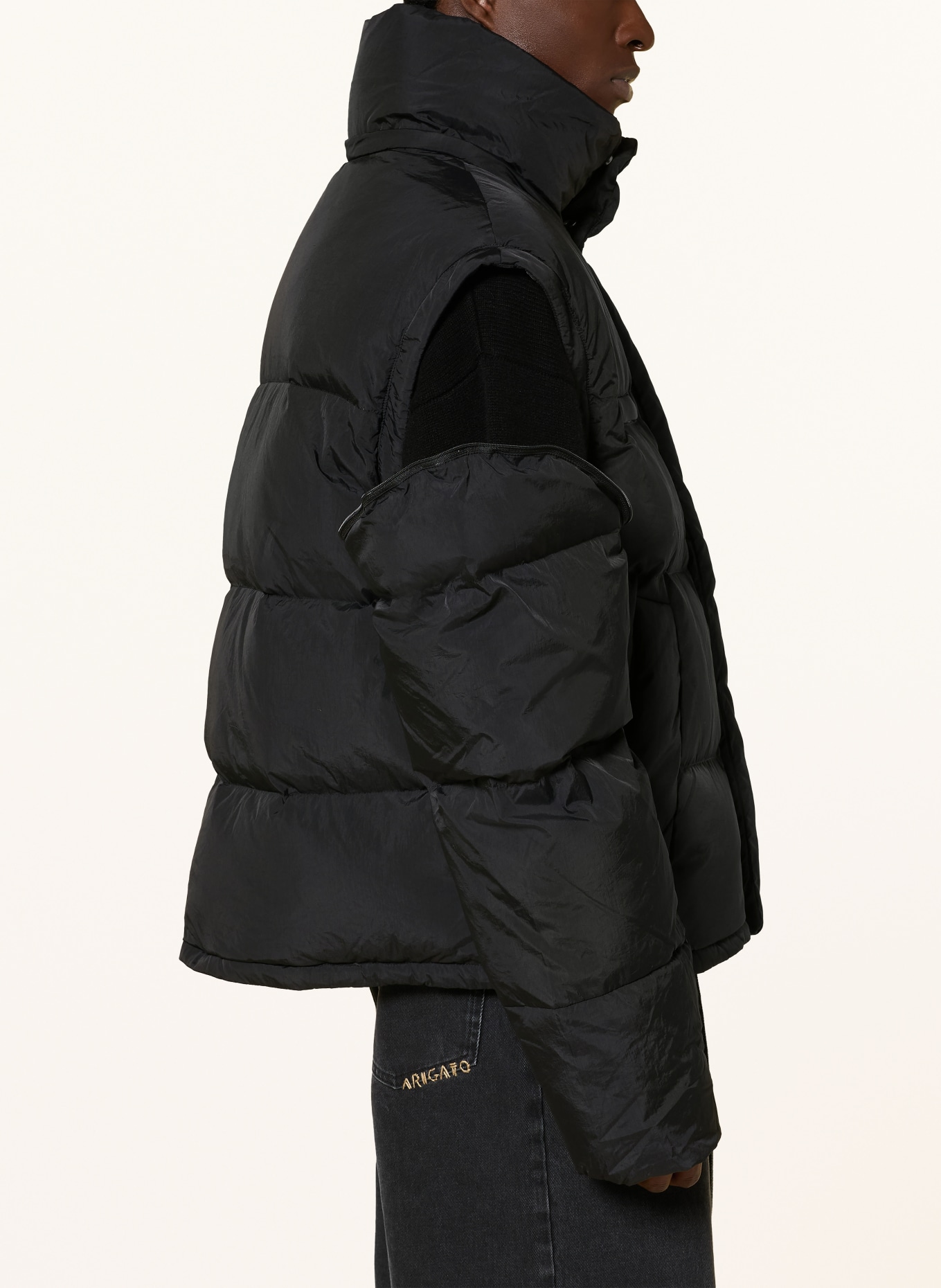 WRSTBHVR Oversized-Daunenjacke DAVE V2 mit abnehmbaren Ärmeln und Kapuze: SCHWARZ