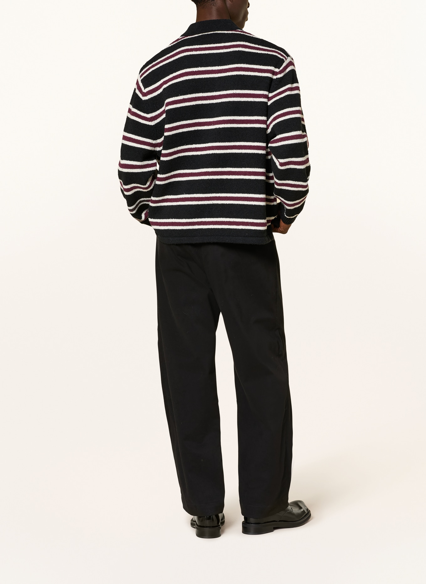 WRSTBHVR Oversized-Pullover SETH V2: SCHWARZ / ECRU / DUNKELROT