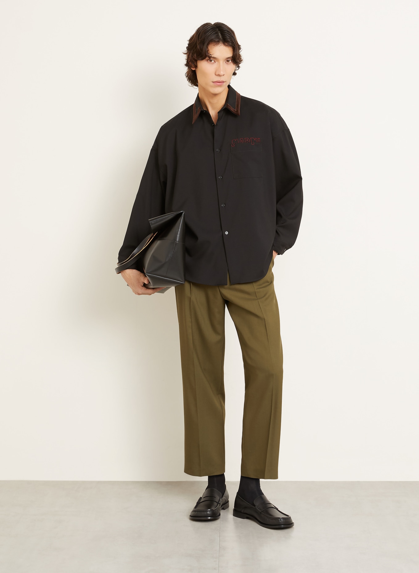 MARNI Hemd Comfort Fit: SCHWARZ / DUNKELBRAUN