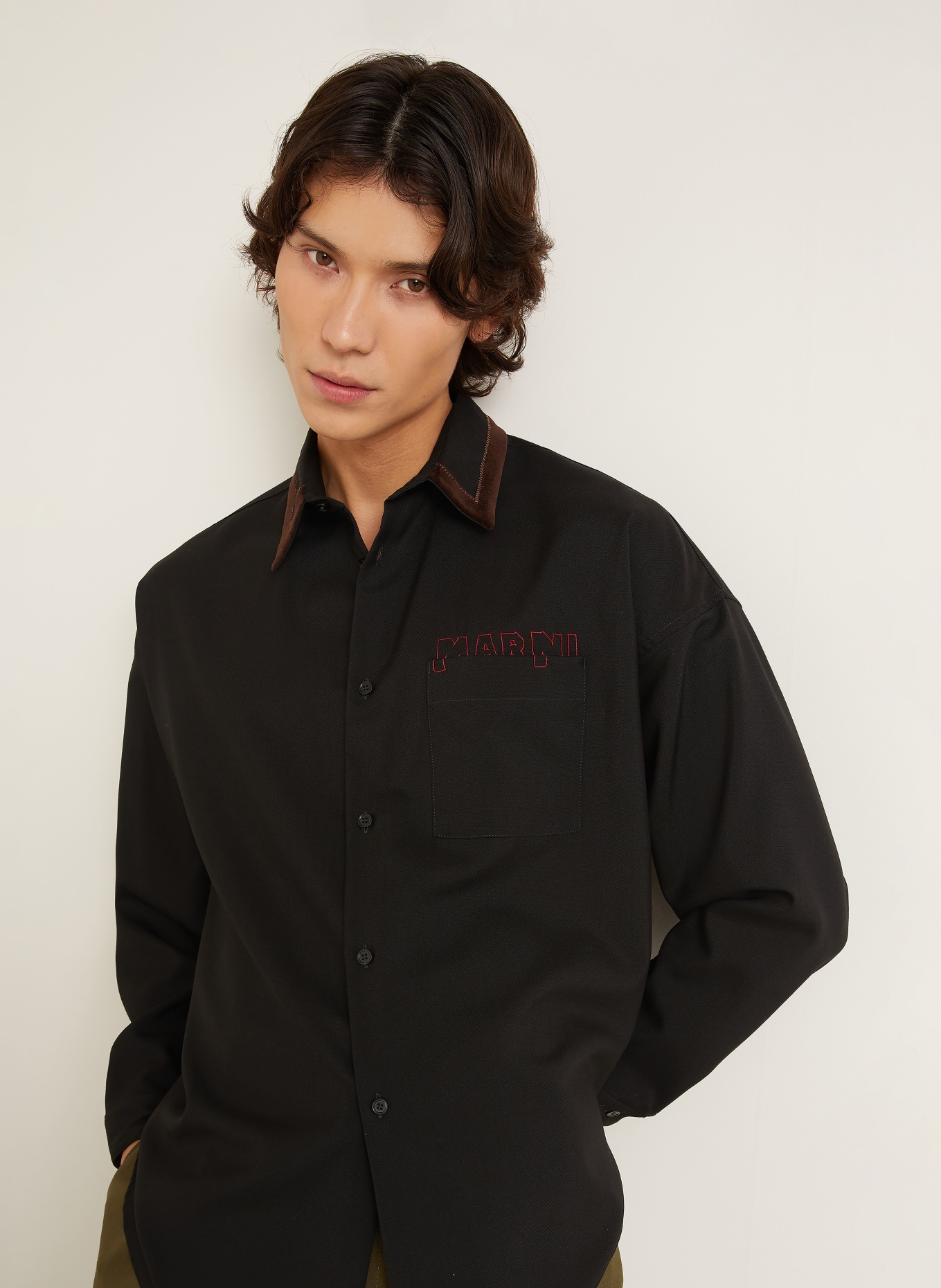 MARNI Hemd Comfort Fit: SCHWARZ / DUNKELBRAUN