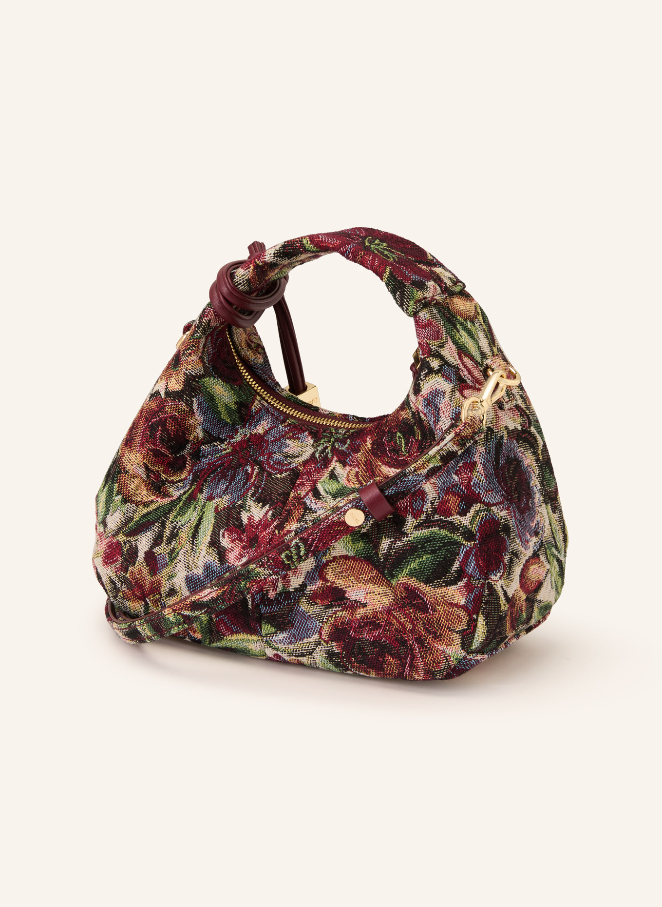 GANNI Umhängetasche: DUNKELROT / ECRU / GRÜN