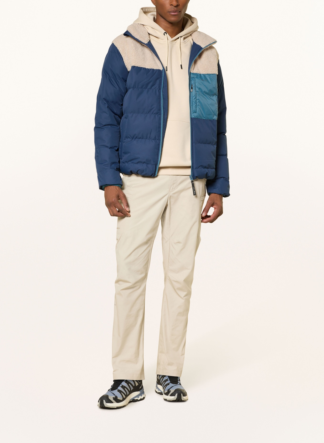 me°ru' Steppjacke ROSKILDE: DUNKELBLAU / BEIGE