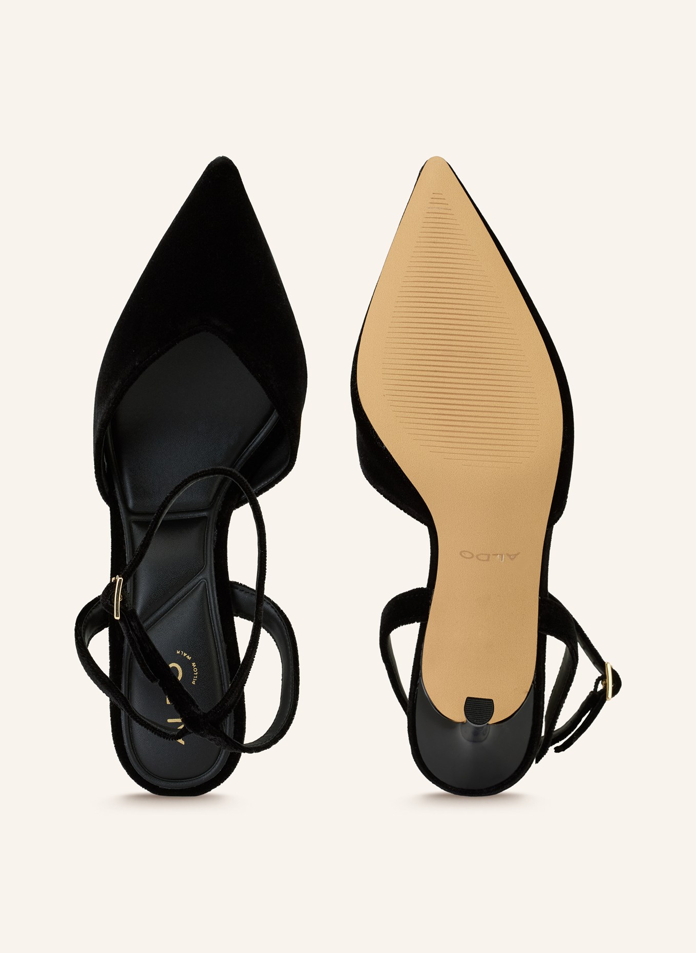 ALDO Slingpumps CAROLLING aus Samt: SCHWARZ