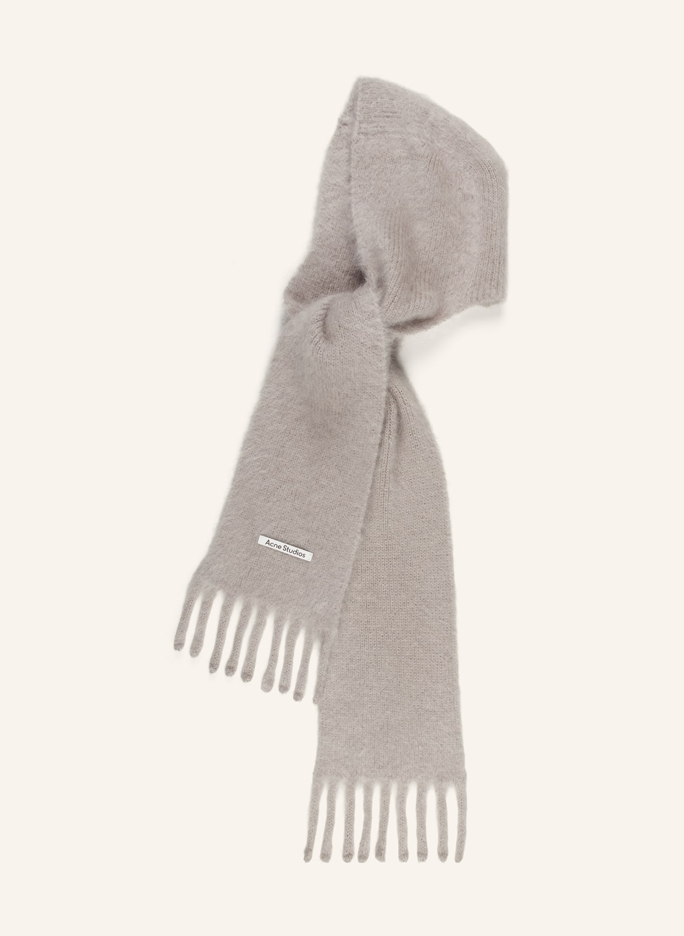 Acne Studios Mohair-Schal mit Kapuze: HELLGRAU