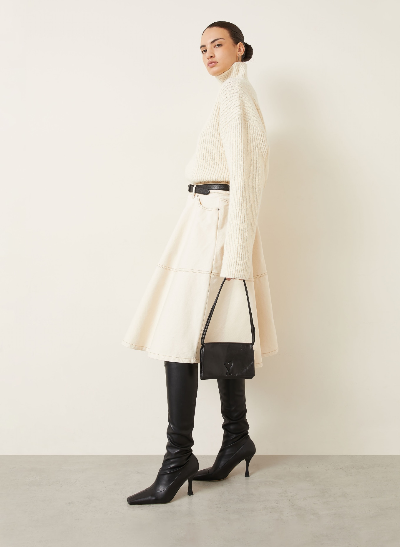 AMI PARIS spódnica jeansowa: KREMOWY