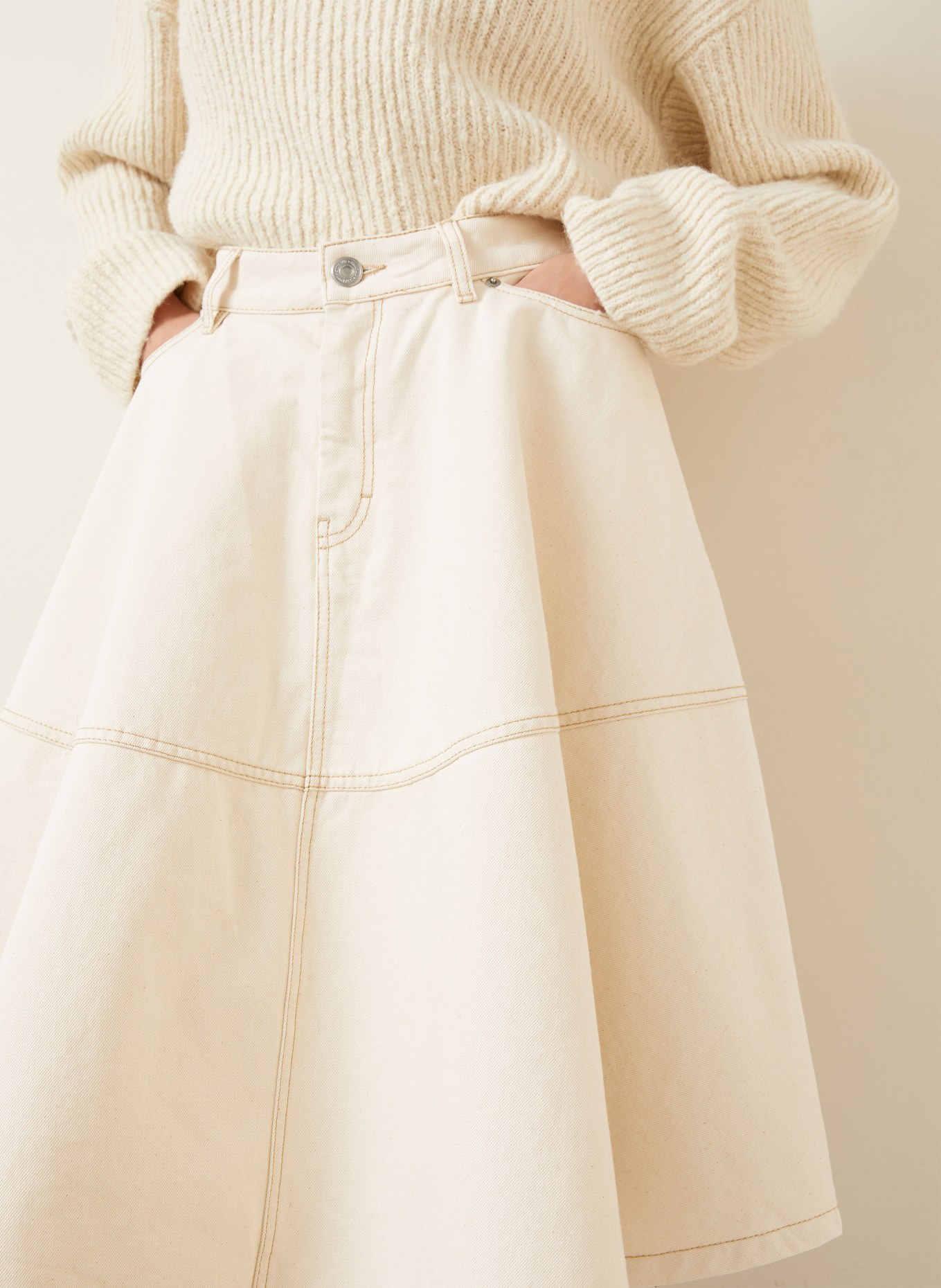 AMI PARIS spódnica jeansowa: KREMOWY