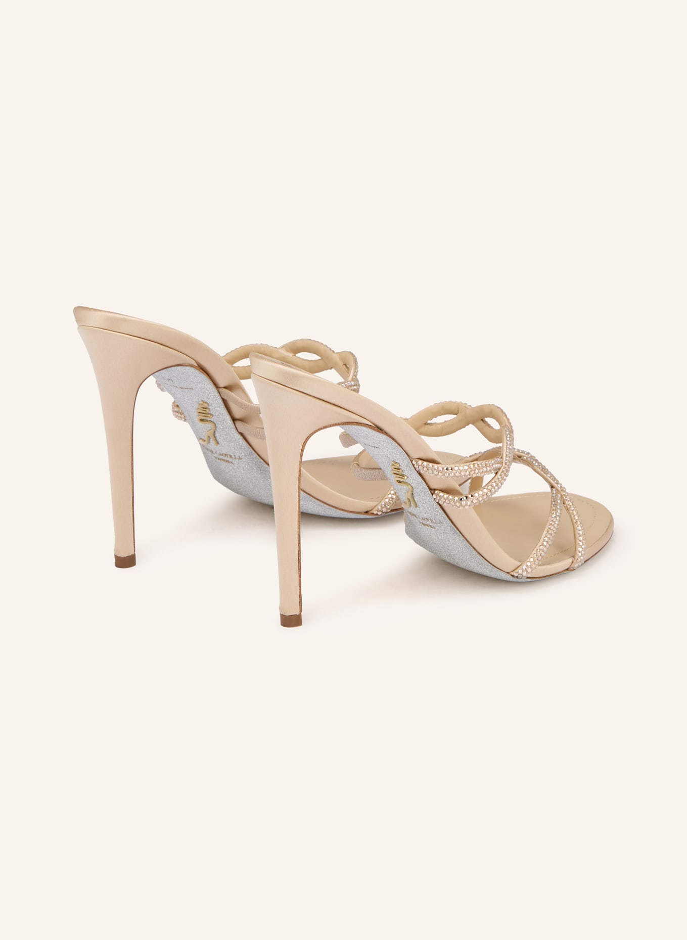 RENE CAOVILLA Mules mit Schmucksteinen: BEIGE