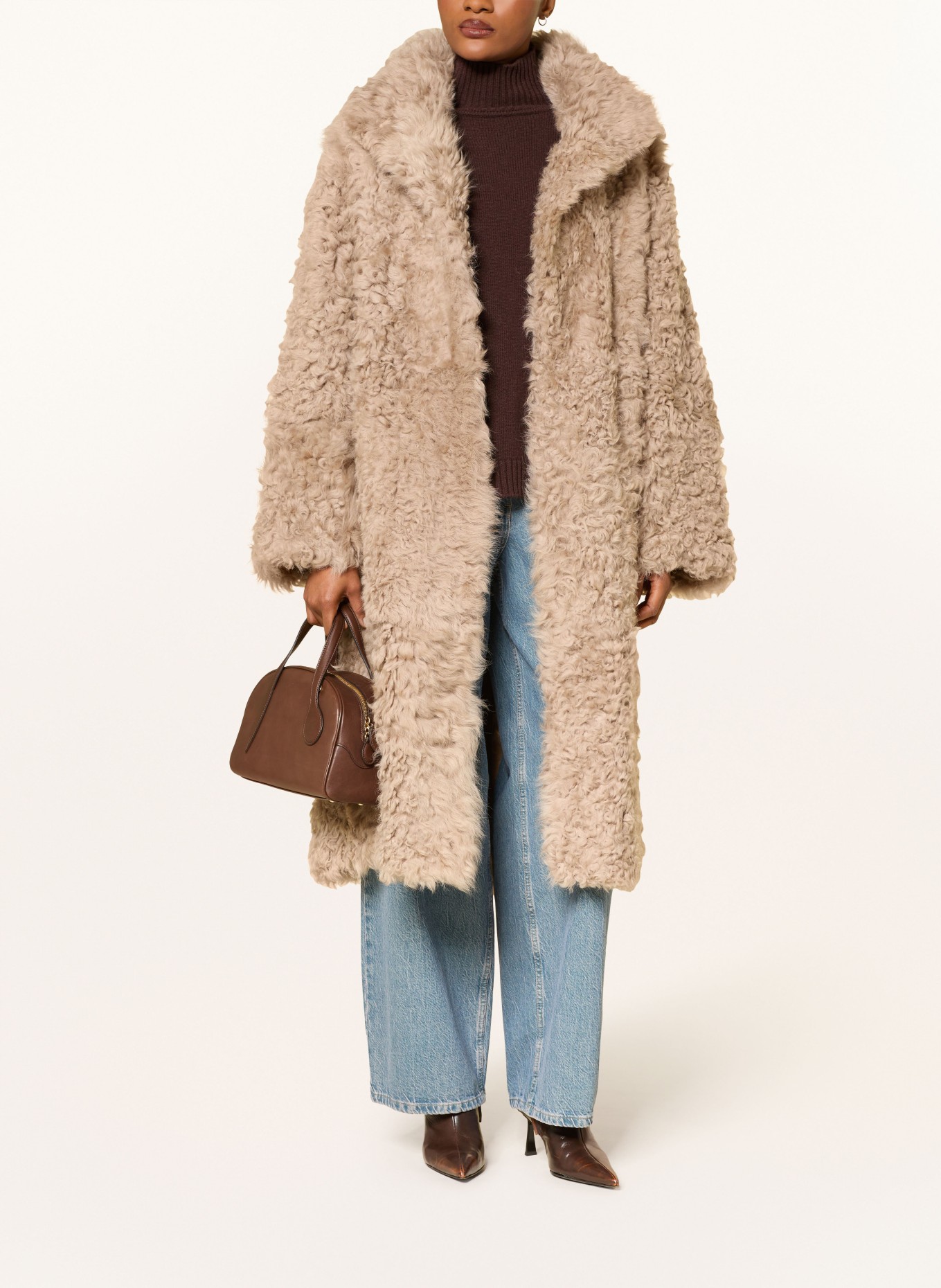 REMAIN Ledermantel: BEIGE