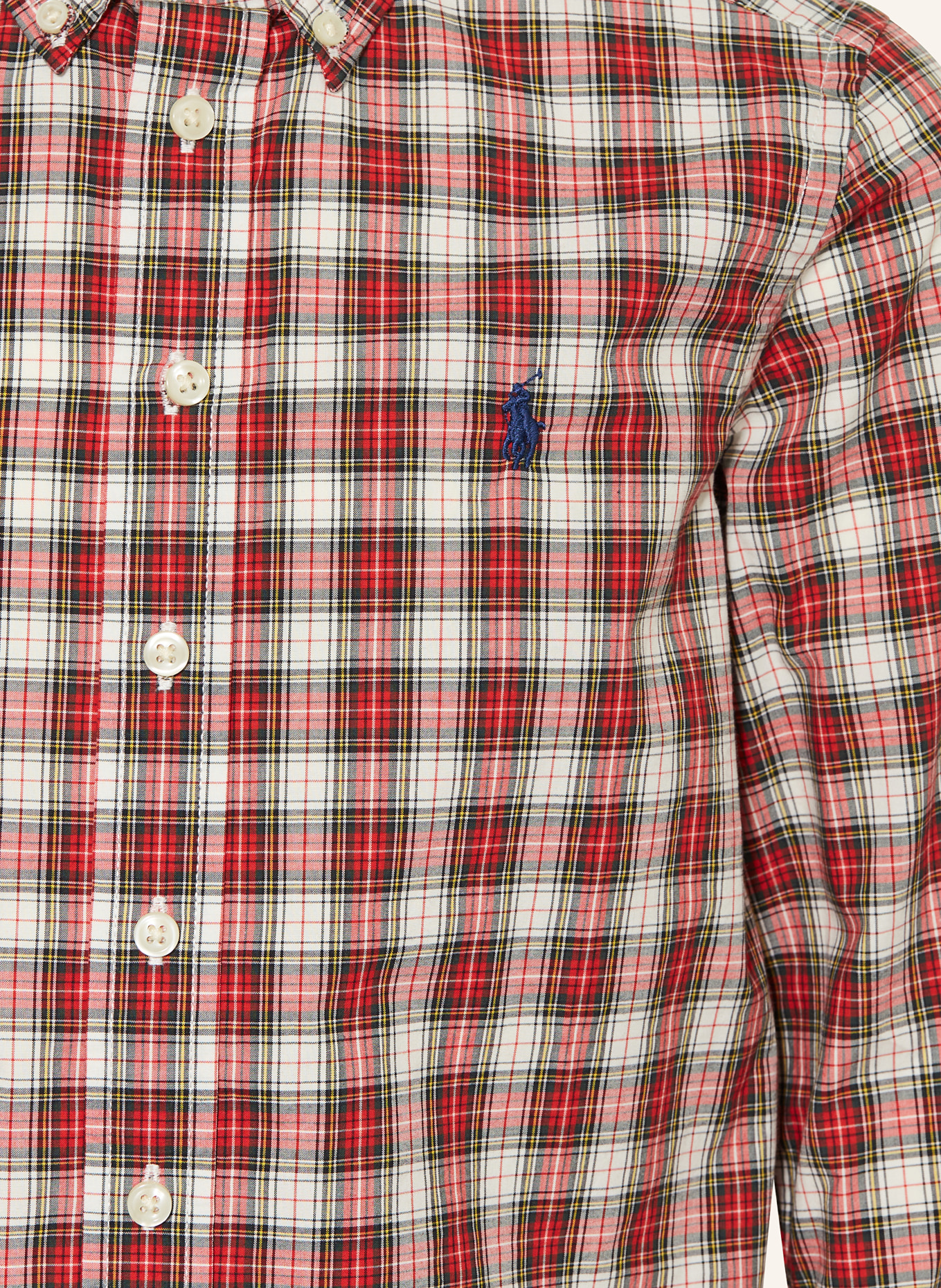 POLO RALPH LAUREN Flanellhemd: ROT / DUNKELGRÜN / WEISS