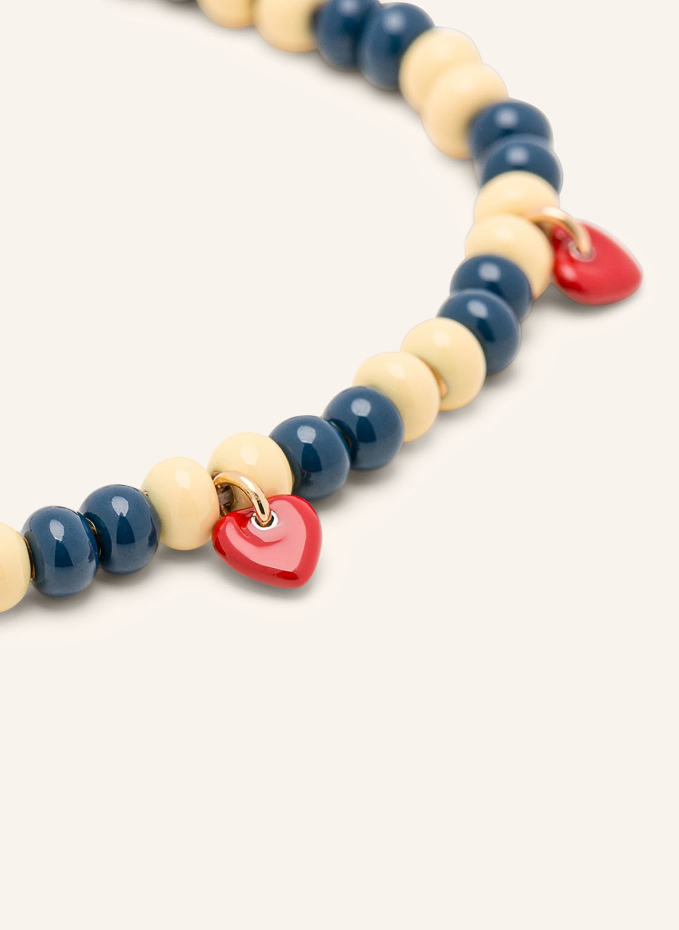 LULU Copenhagen Bransoletka COLOR BALL HEART: KREMOWY / CIEMNOCZERWONY / GRANATOWY