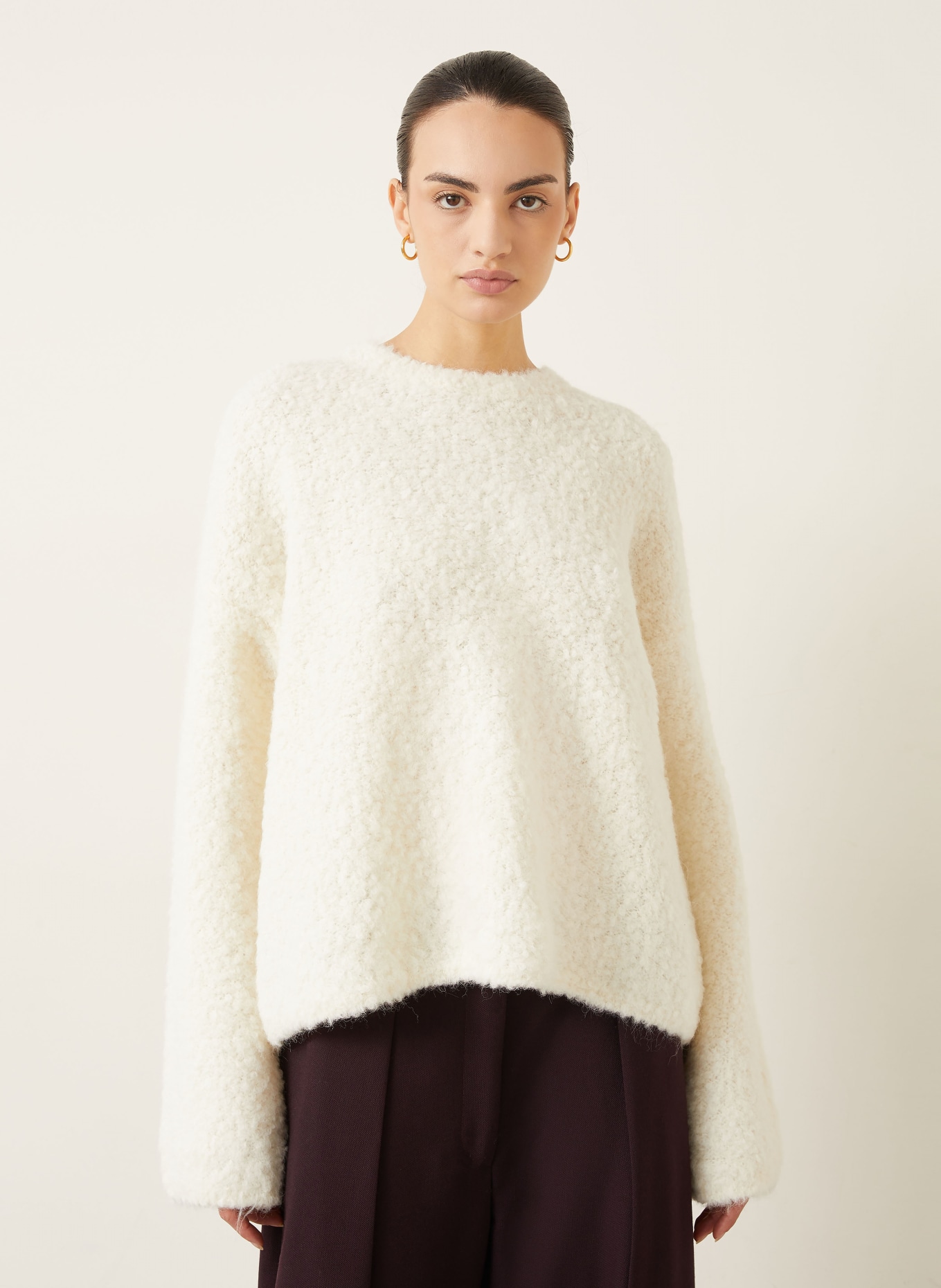 TOTEME Pull en alpaga bouclé: ÉCRU