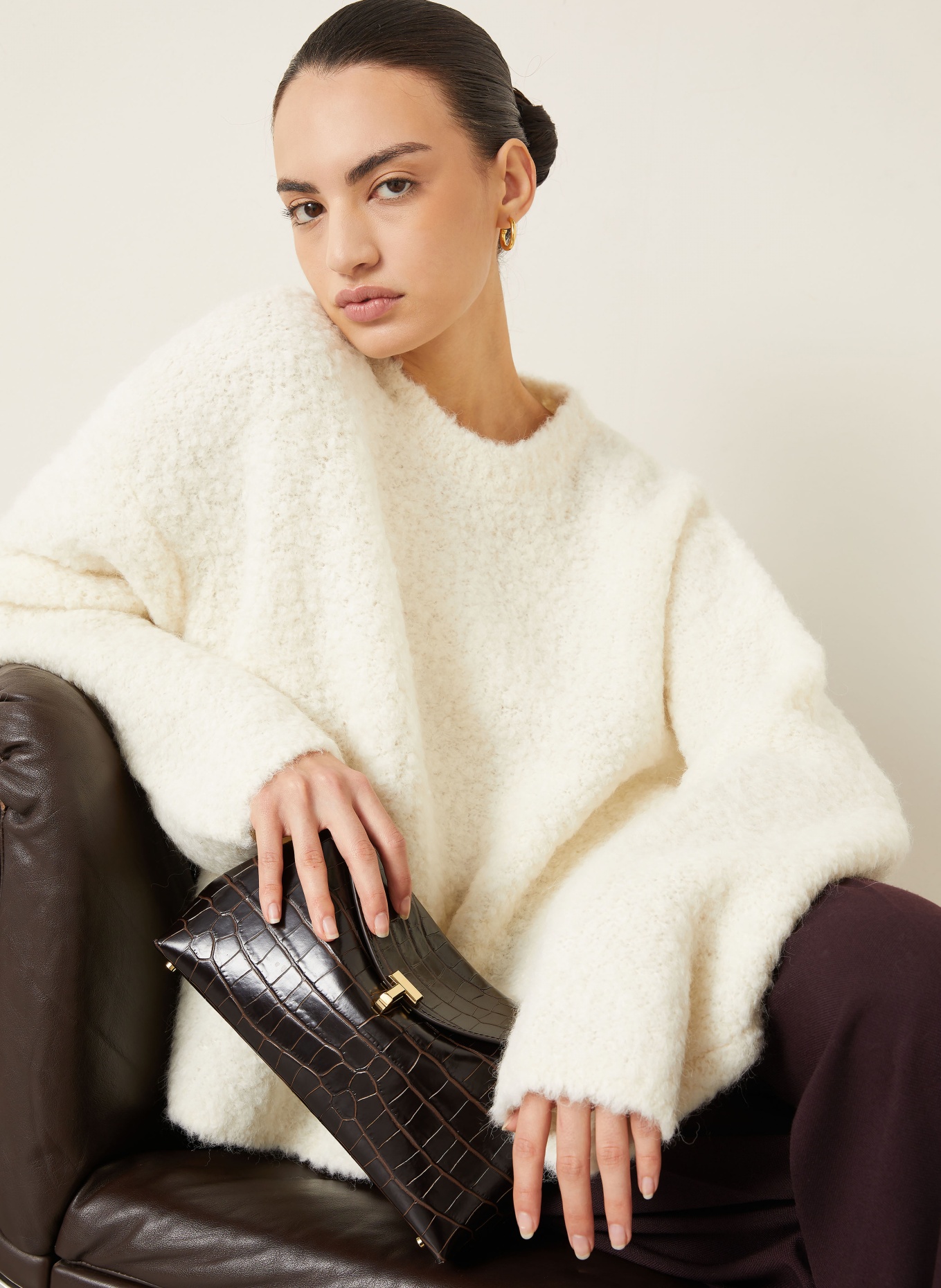 TOTEME Pull en alpaga bouclé: ÉCRU