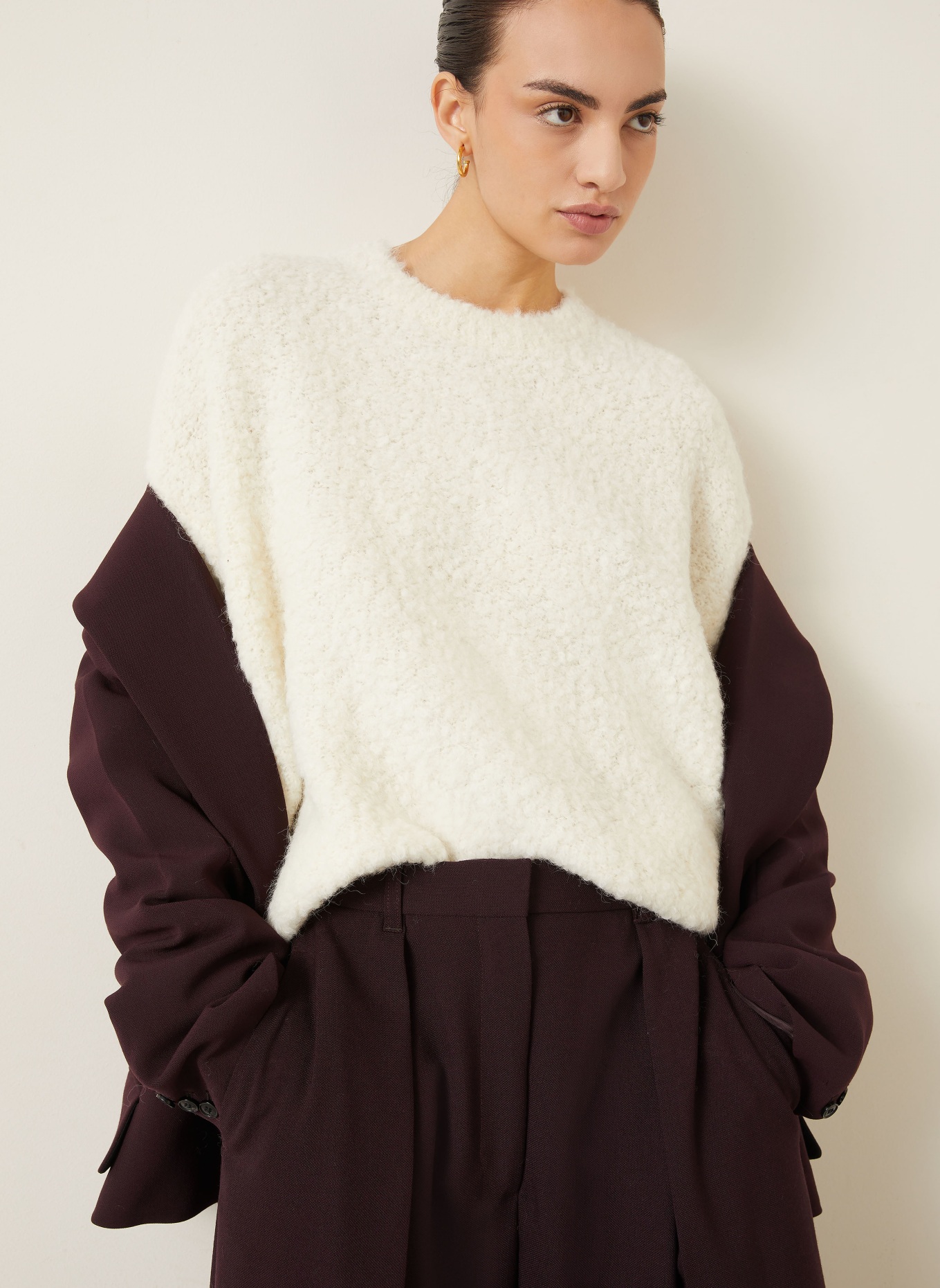 TOTEME Pull en alpaga bouclé: ÉCRU