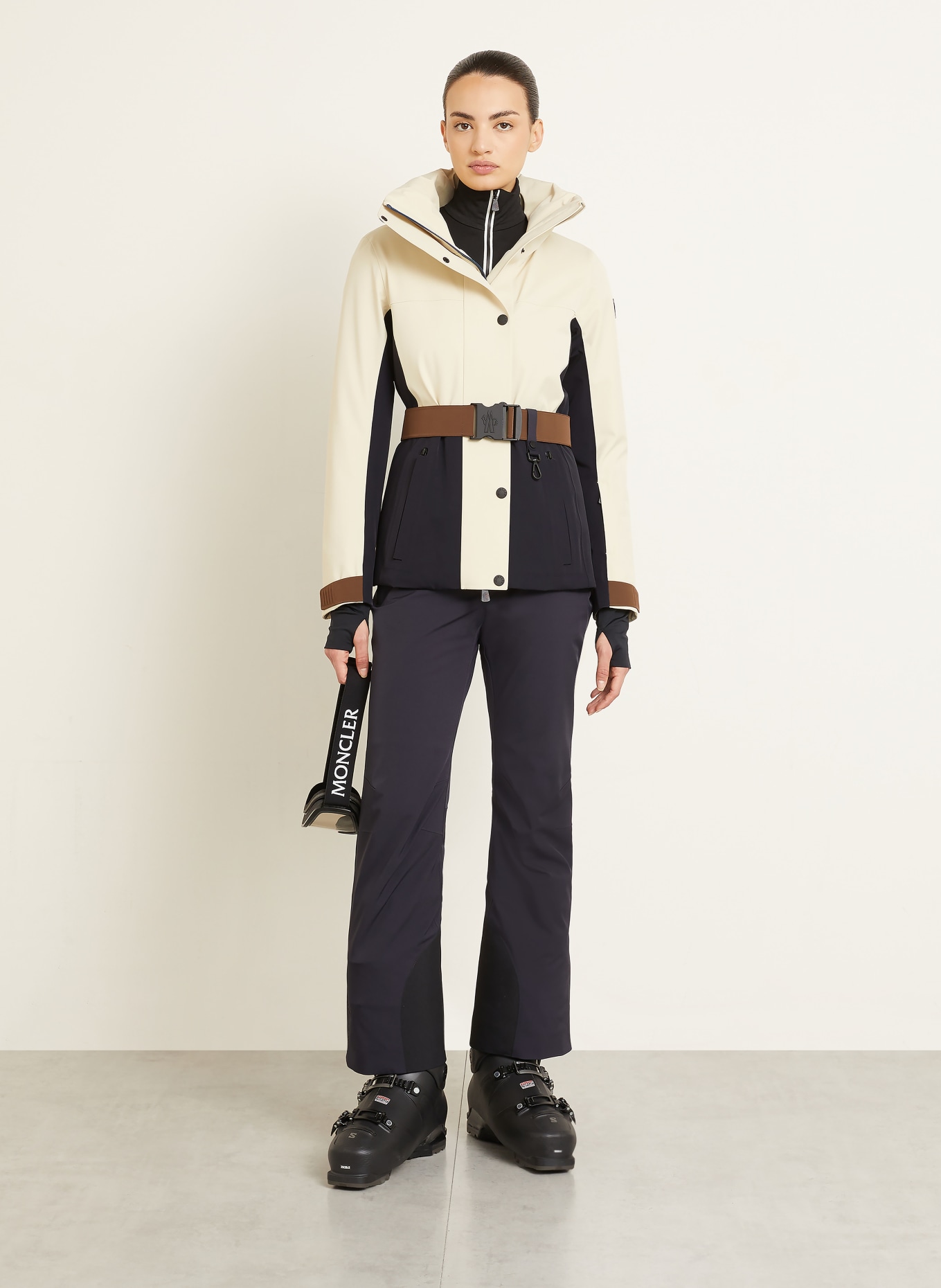 MONCLER GRENOBLE Skijacke HAINETS: BEIGE / SCHWARZ