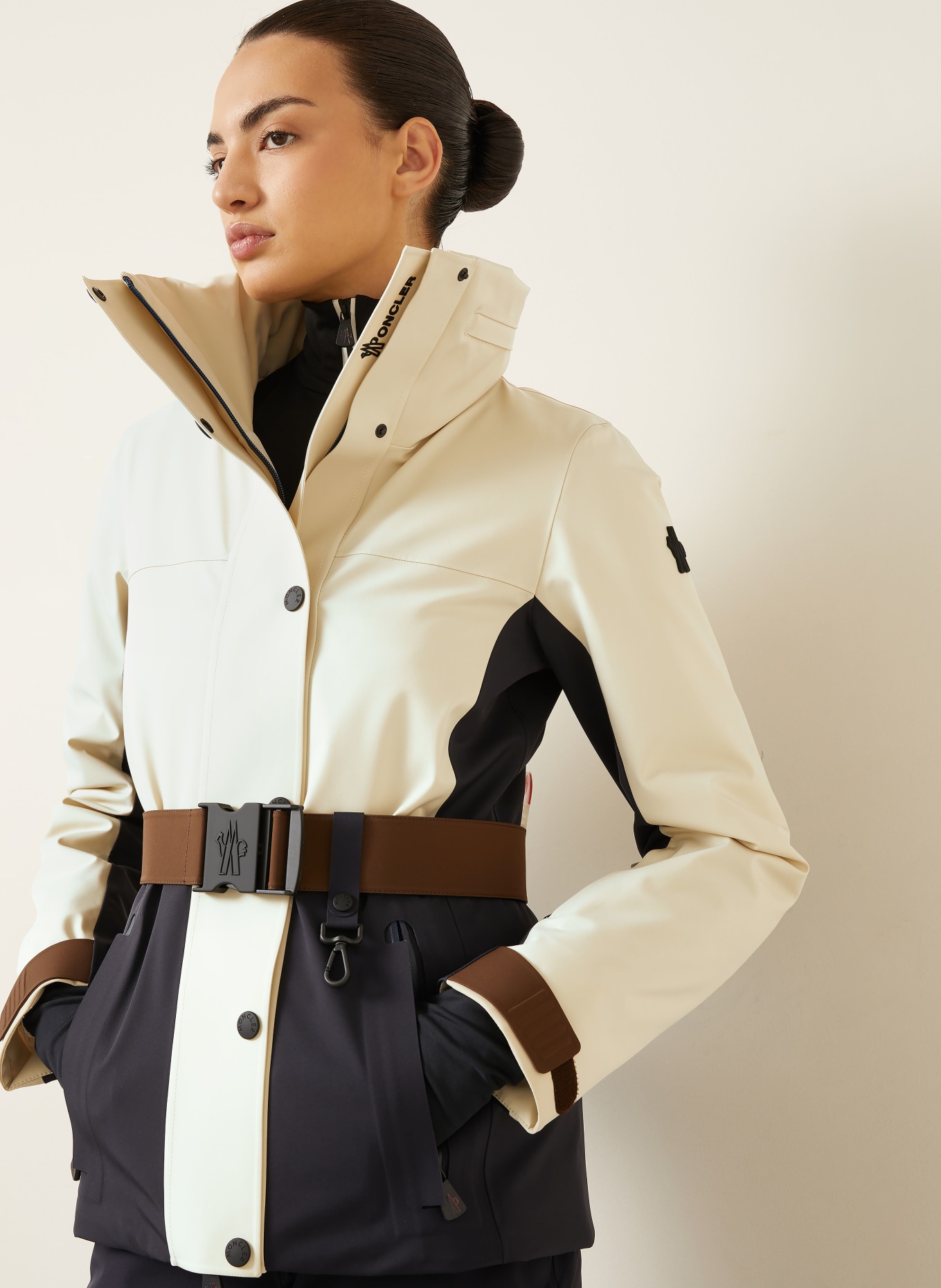 MONCLER GRENOBLE Skijacke HAINETS: BEIGE / SCHWARZ