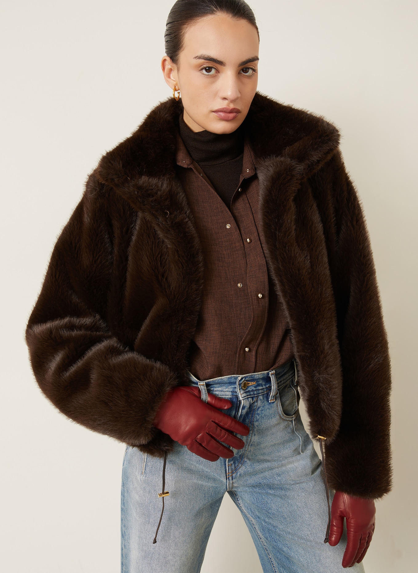 DARKPARK Kunstfell-Jacke: DUNKELBRAUN