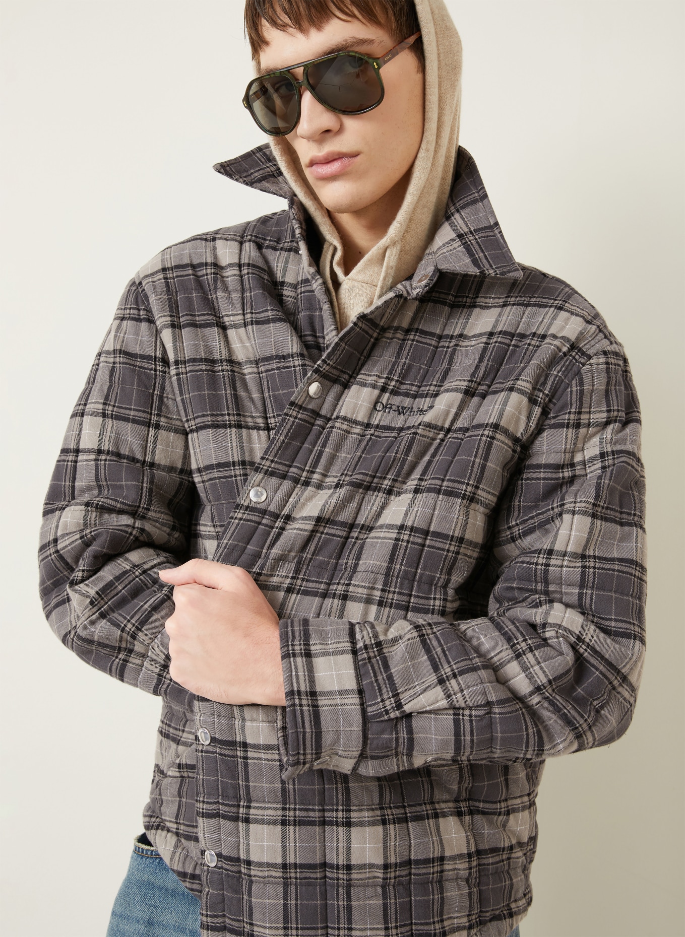 Off-White Stepp-Overjacket: GRAU / SCHWARZ