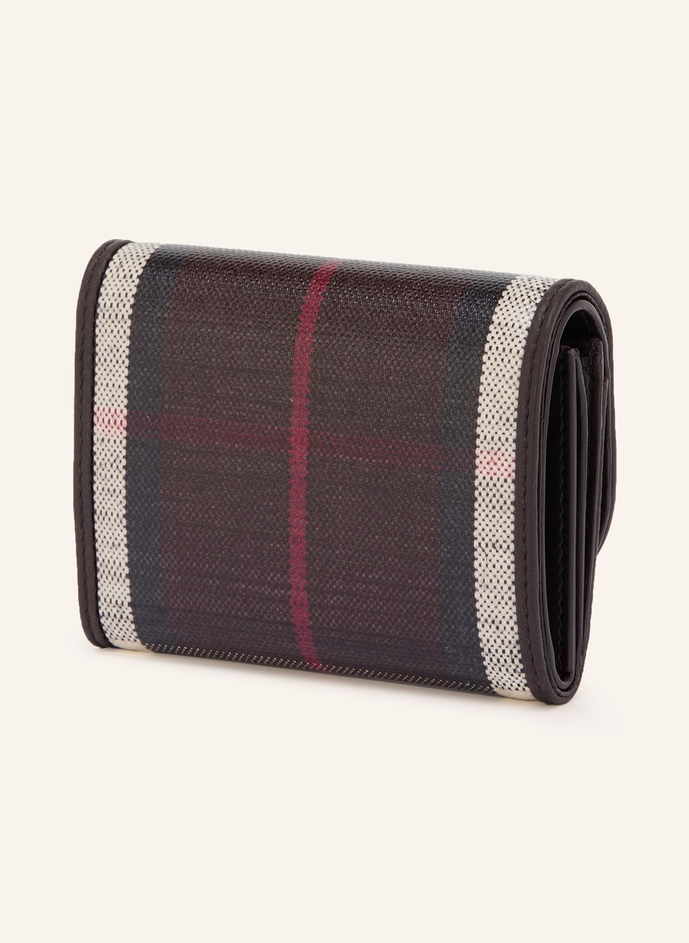 BURBERRY Geldbörse: DUNKELBRAUN / CREME / DUNKELROT