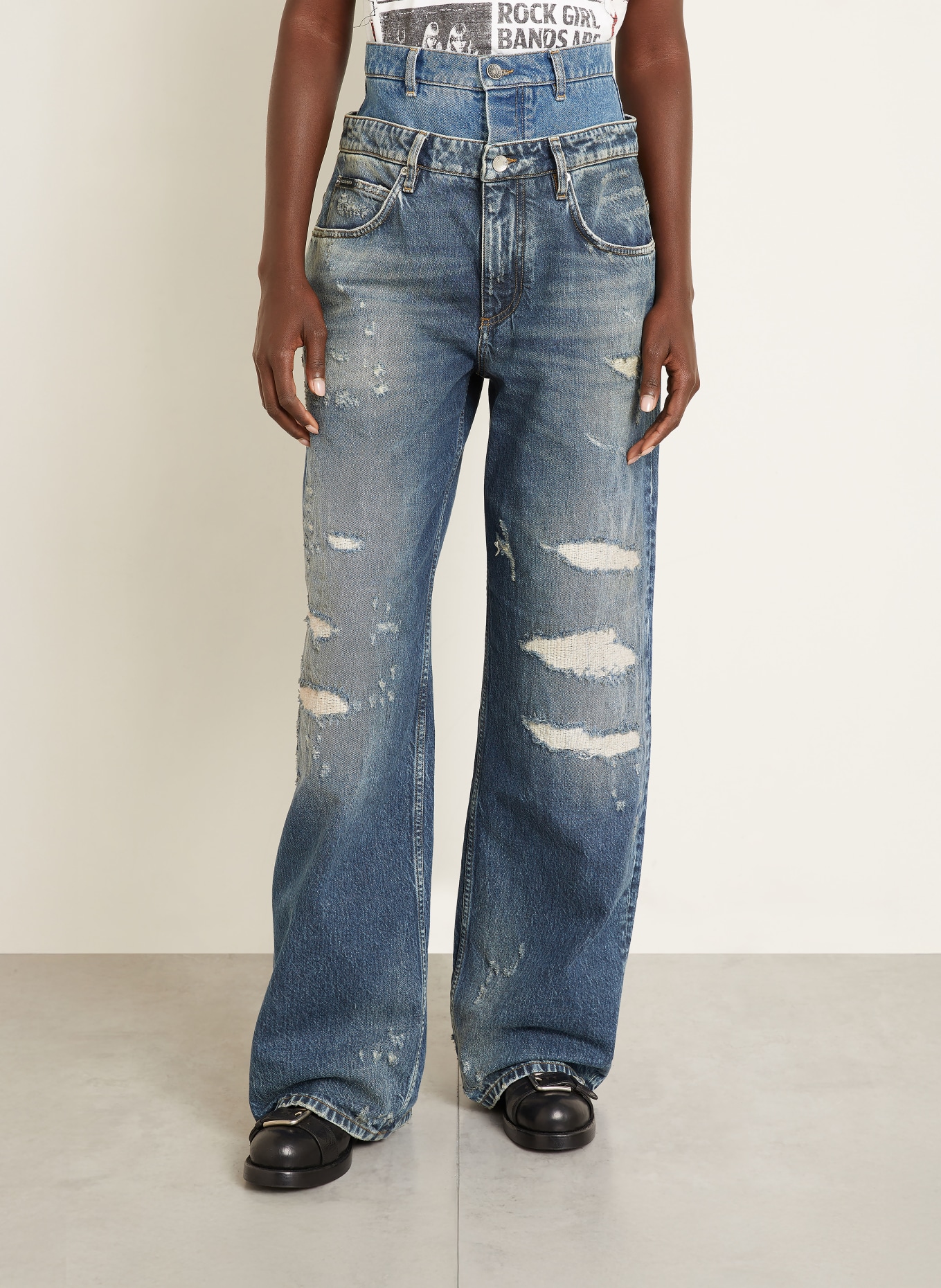 DOLCE & GABBANA Destroyed Jeans: BLAU