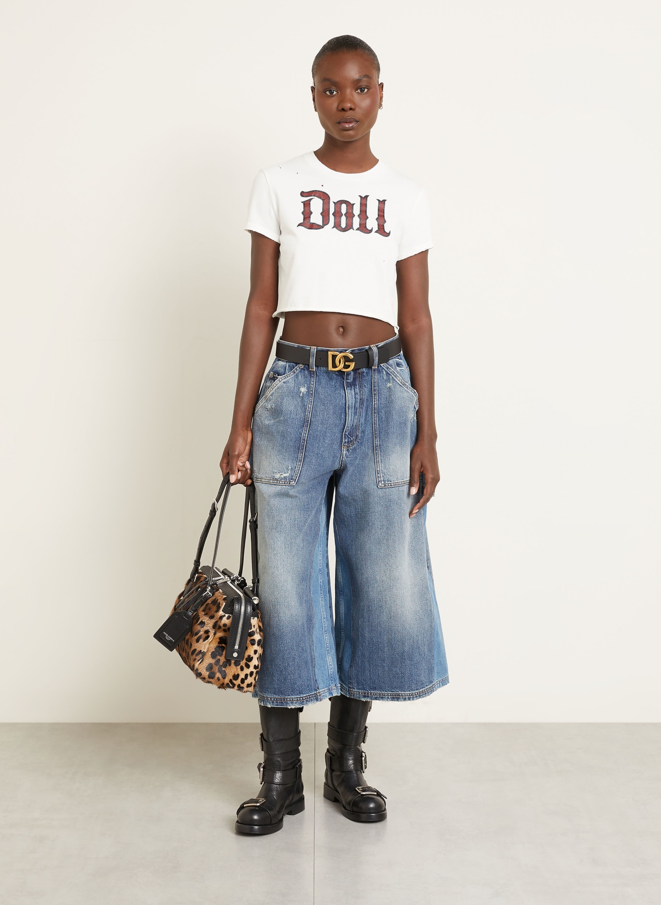 DOLCE & GABBANA Cropped-Shirt: WEISS / ROT / SCHWARZ